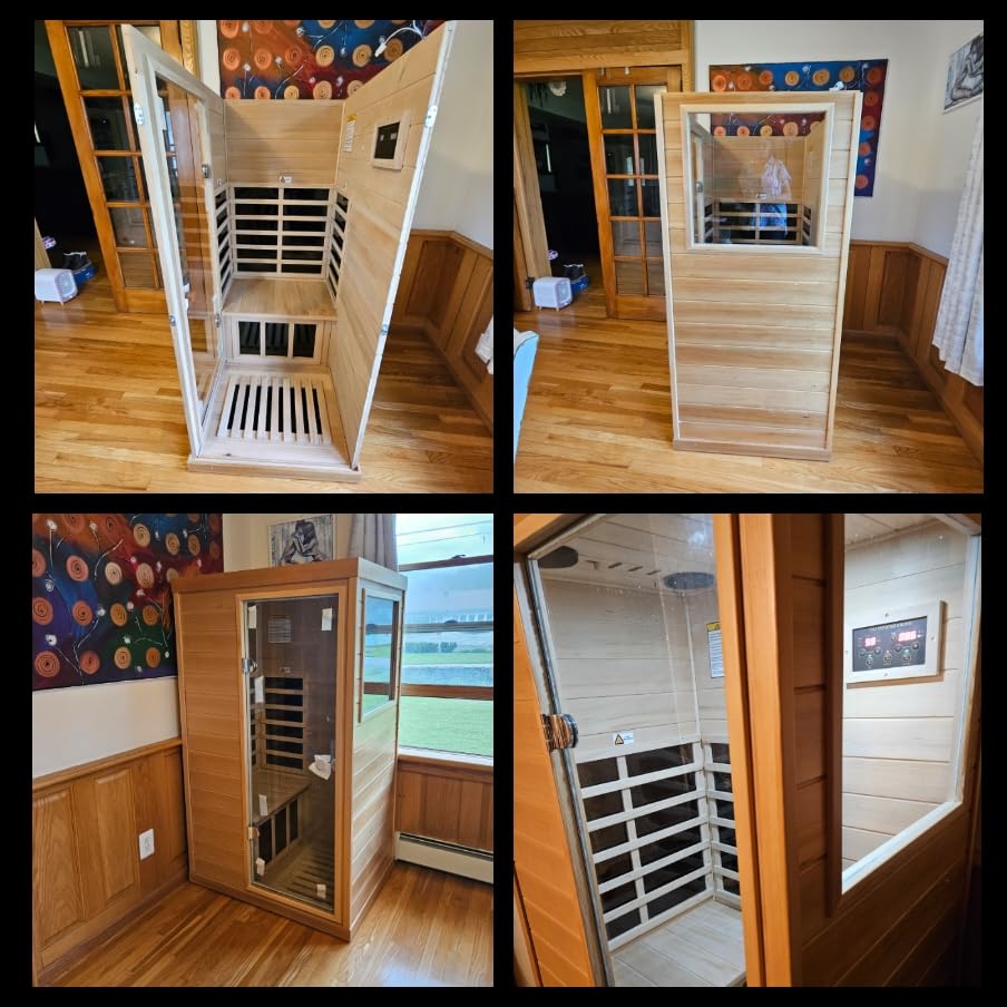 Full Spectrum Ultra-Low EMF Outdoor Sauna 2-Person, Red Cedar Far Infrared Saunas for Home, Near&Mid-IR Light, EMF 0.1-2mG, Bluetooth & Chromotherapy customer photo 2