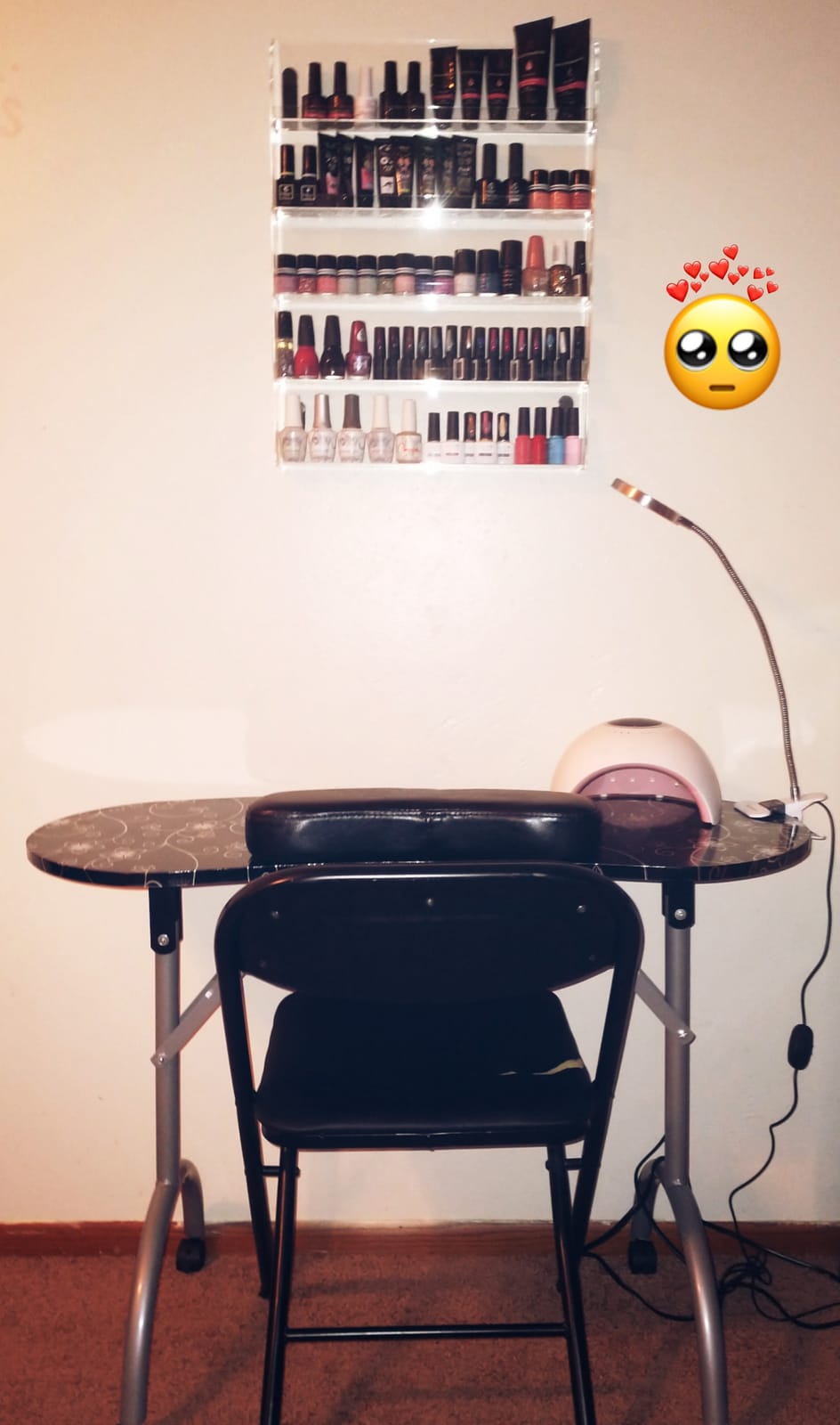 GIANTEX Foldable Nail Table with Drawer, Portable Manicure Table, Pink customer photo 1