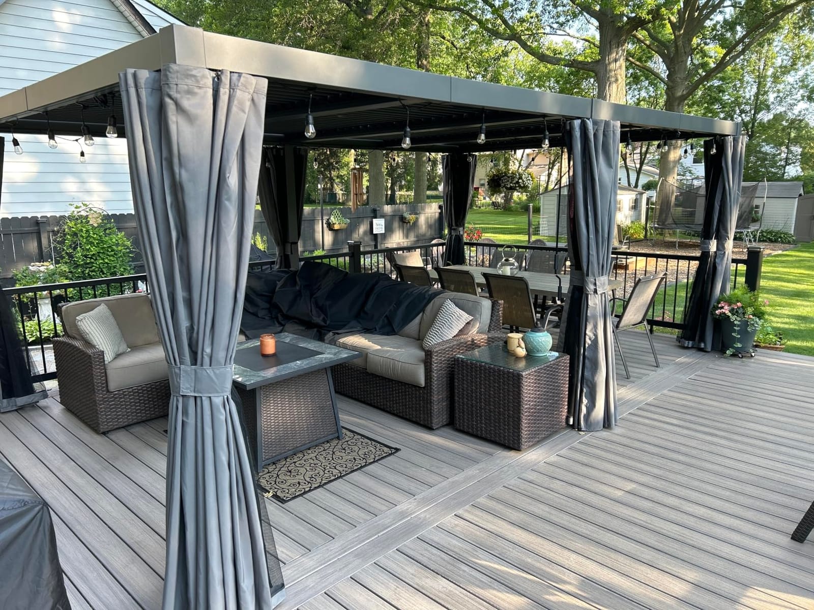 Aoxun Louvered Pergola 12x16 All-Aluminum, Waterproof Curtains and Netting customer photo 1