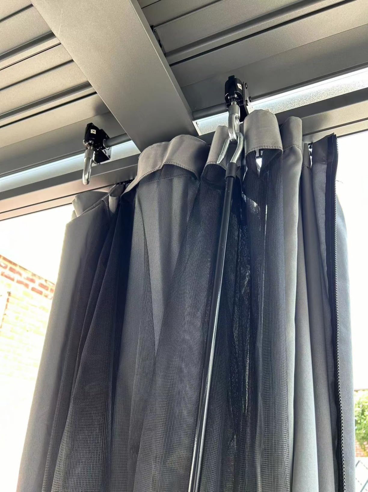 Aoxun Louvered Pergola 12x16 All-Aluminum, Waterproof Curtains and Netting customer photo 2