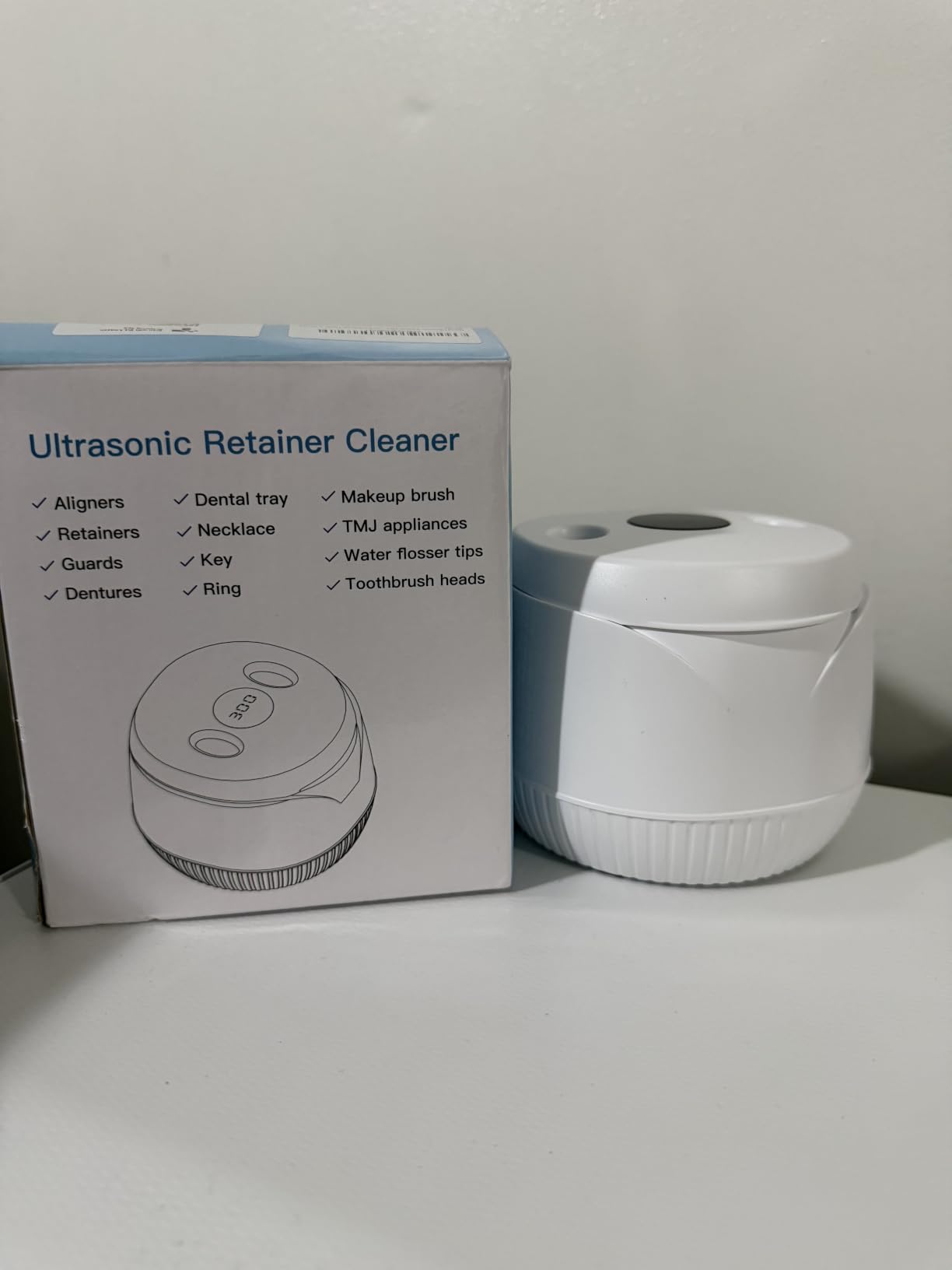 Dental Ultrasonic Retainer Cleaner Machine: 45kHz Dental Cleaning Pod with Digital Timer & 200ML, Cleaning for Dentures, Mouth Guards, Aligners, Night Guards, Braces, Toothbrush Heads & Jewelry, Black customer photo 1