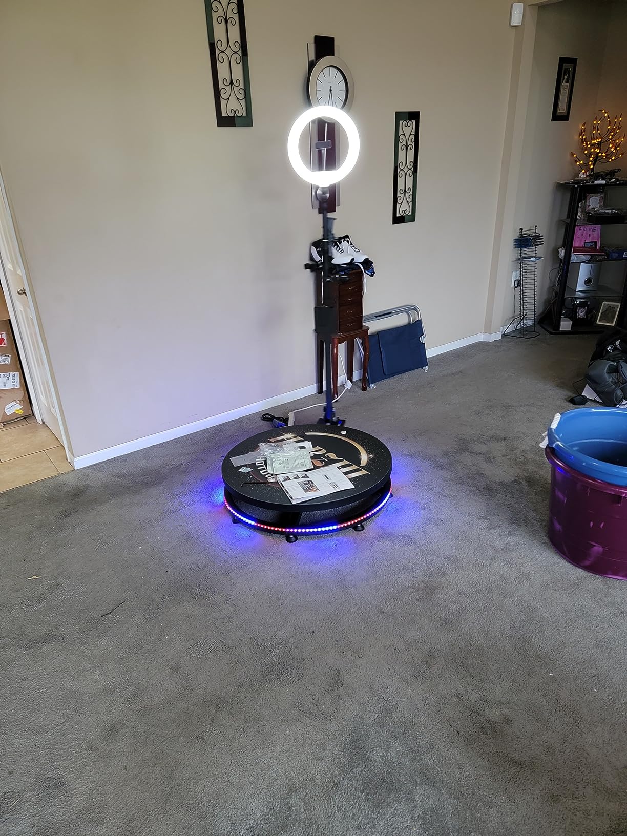 39.4 Inch 360 Photo Booth Machine with RGB Strip Light, Flight Case customer photo 1