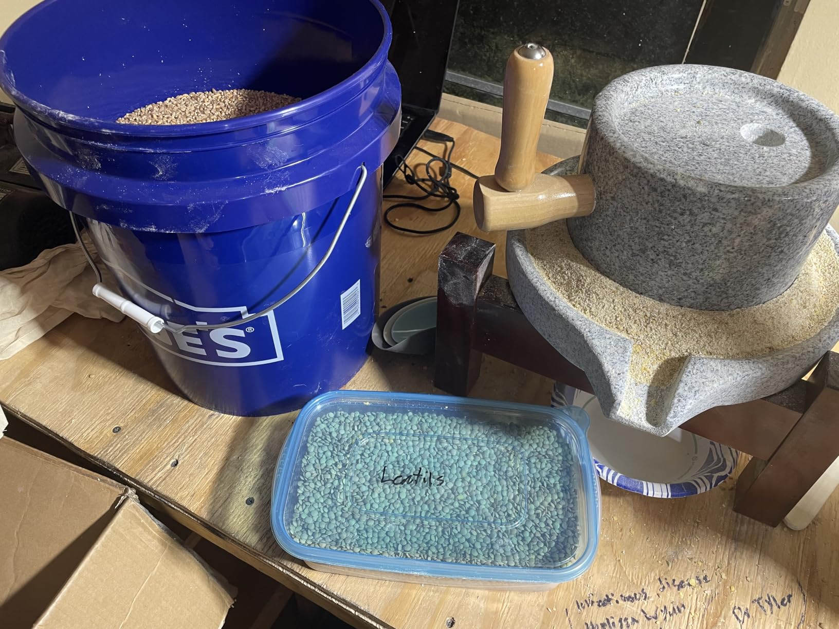 Handmade Stone Grain Mill Manual Flour Mill with Red Oak Frame customer photo 1