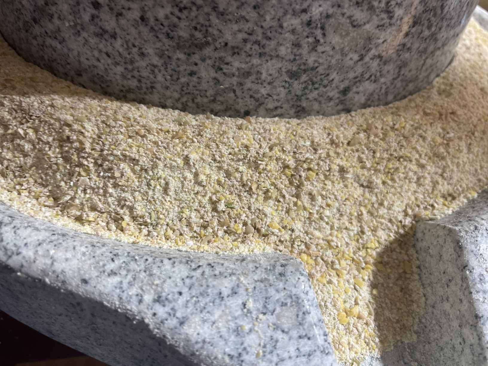 Handmade Stone Grain Mill Manual Flour Mill with Red Oak Frame customer photo 2