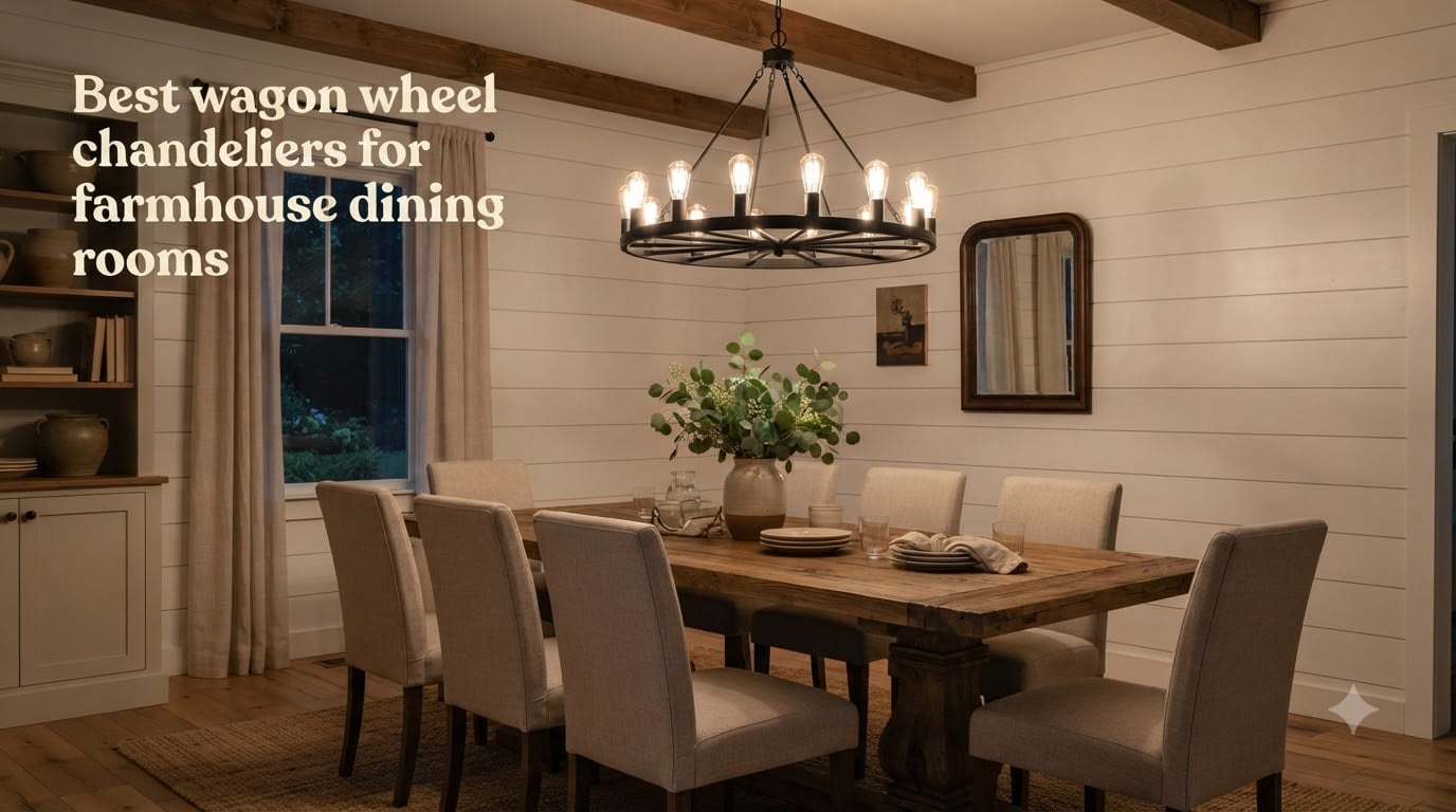 Best wagon wheel chandeliers for farmhouse dining rooms