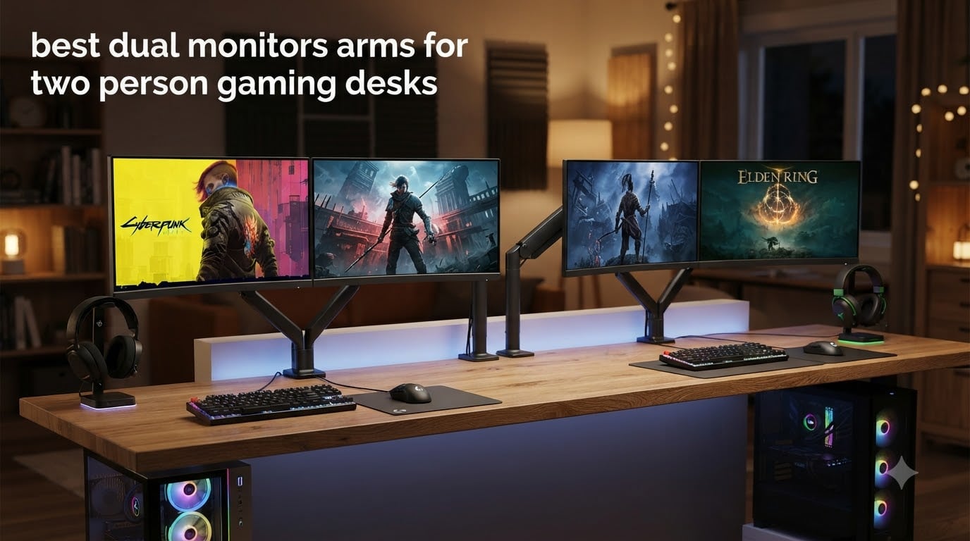 best dual monitors arms for two person gaming desks