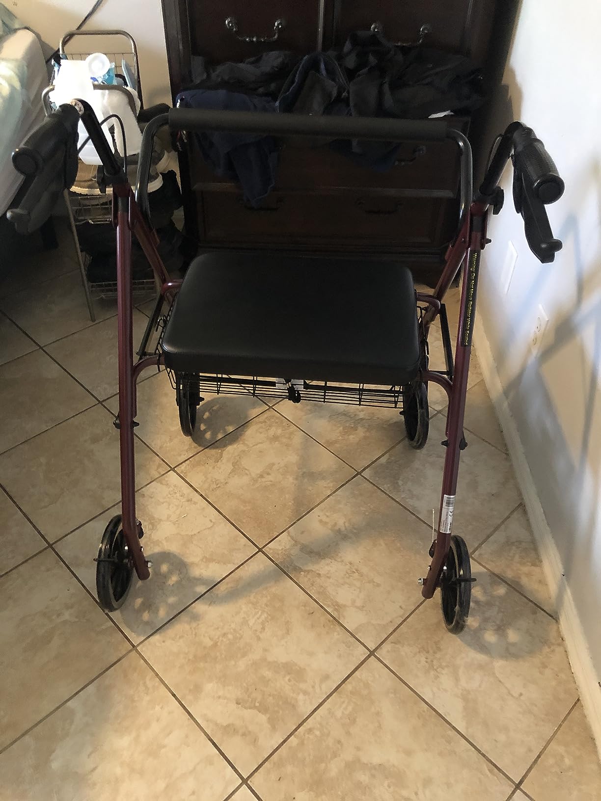 Drive Medical Bariatric Foldable Rollator Walker with Seat, Red customer photo 1