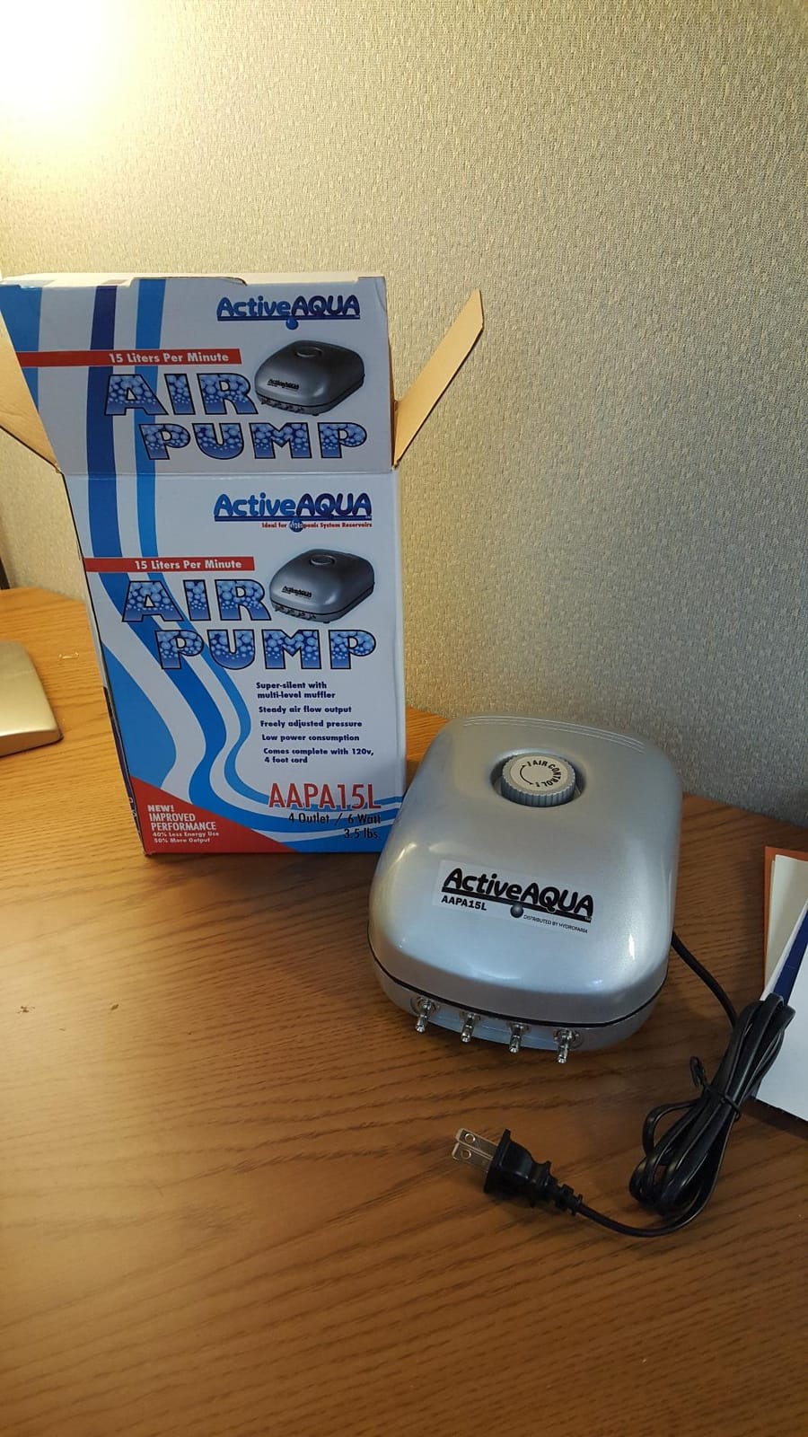 Active Aqua 4-Outlet Air Pump, 6W, 15 L/min, Silver/Grey, Aquarium Aerator customer photo 1