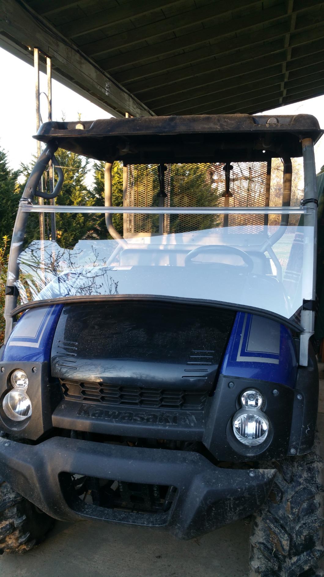 Compatible with 04-16 Kawasaki 600,610,XC Mule, Clear Folding Fold Up Front Windshield...A Full 1/4