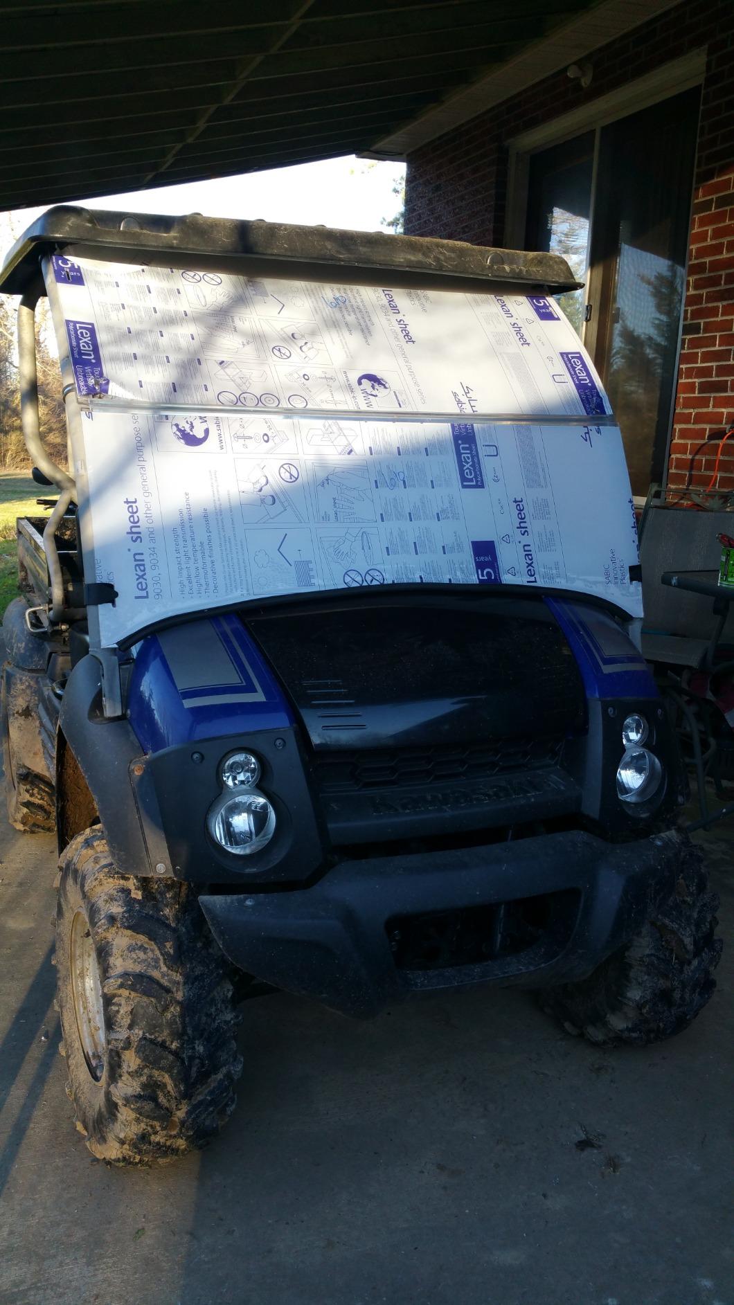 Compatible with 04-16 Kawasaki 600,610,XC Mule, Clear Folding Fold Up Front Windshield...A Full 1/4