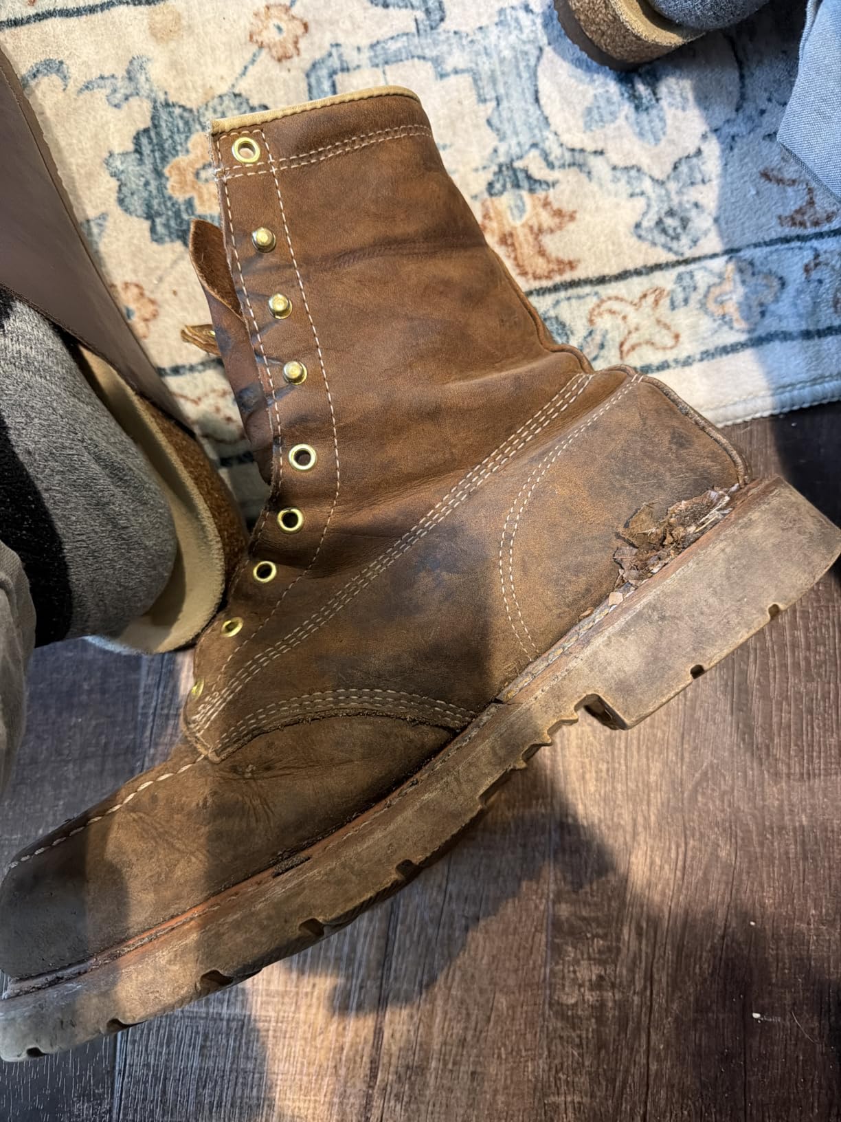 Thorogood American Heritage 8” Steel Toe Work Boots for Men - Full-Grain Leather with Moc Toe, Slip-Resistant Heel Outsole, and Comfort Insole; EH Rated customer photo 2