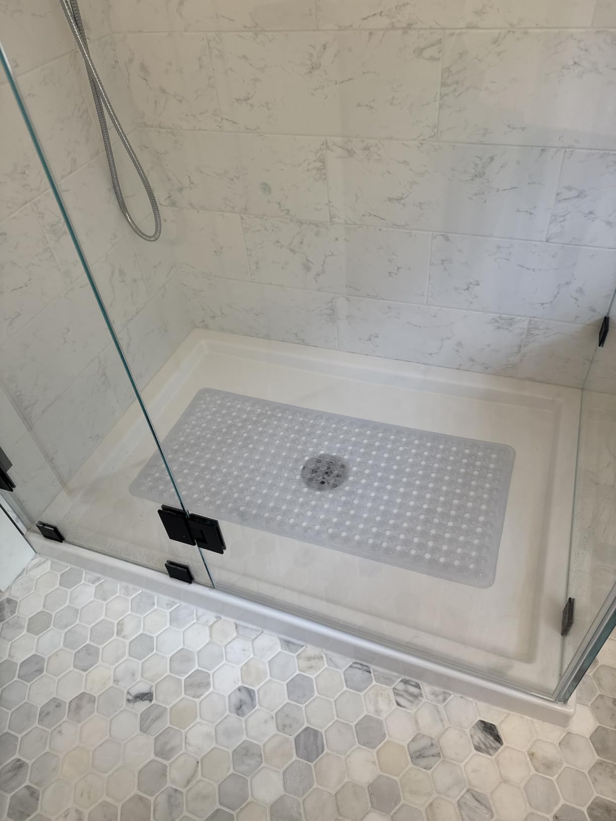 GORILLA GRIP Bath Tub Shower Mat, Bathtub Floor Liner, 35x16 Black customer photo 1