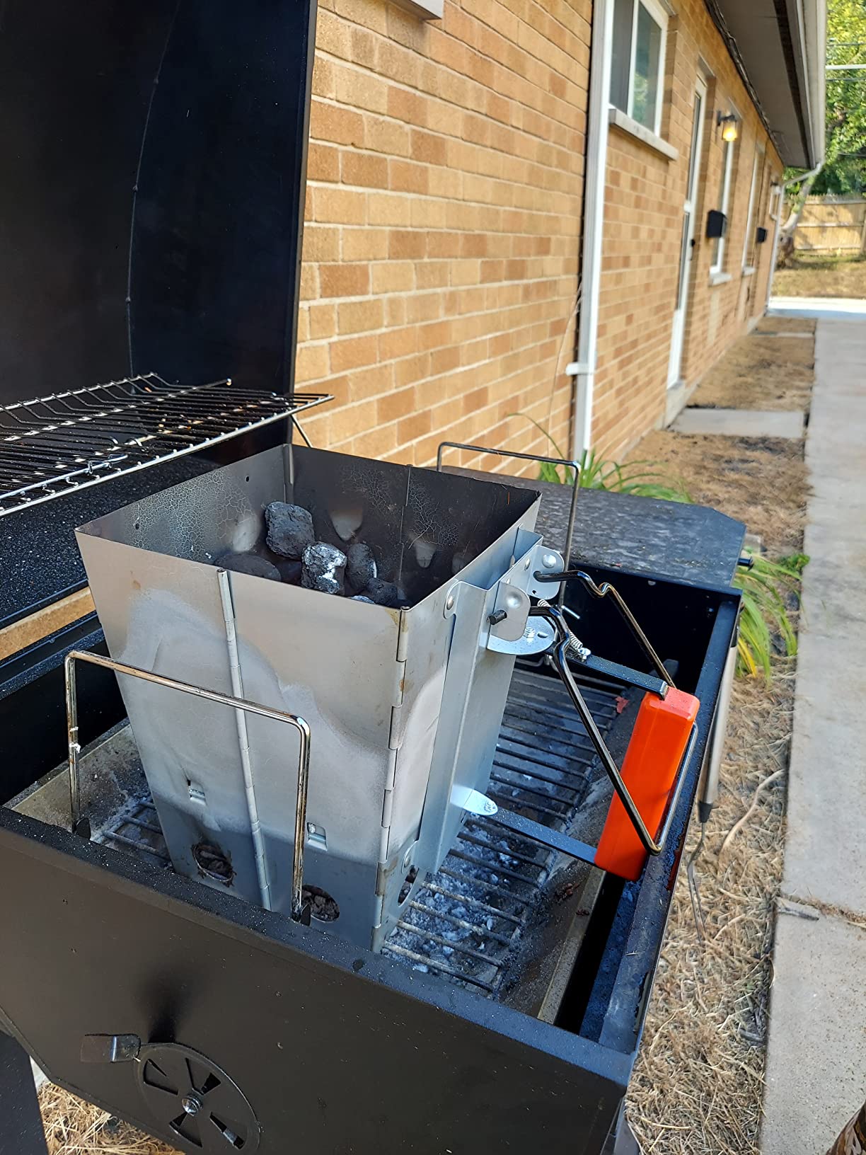 REDCAMP Quick Ignition Foldable Charcoal Chimney Starter with Grill, Multi-Functional BBQ Charcoal Grill Starter, Wood Stove and Rocket Stove for Outdoor Lawn, Patio & Camping customer photo 1