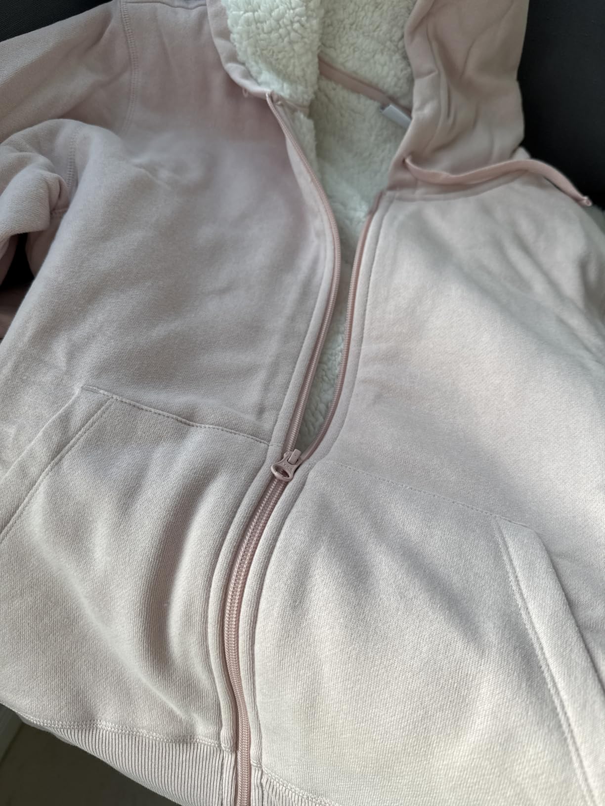Amazon Essentials Women's Sherpa-Lined Fleece Full-Zip Hooded Jacket with Drawstring (Available in Plus Size) customer photo 2