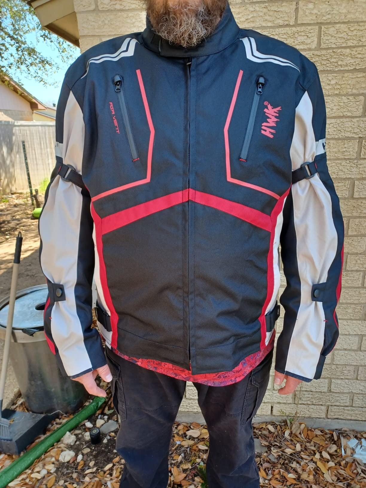 HWK Scorpion Motorcycle Jacket for Men & Women, Motorcycle Gear with Body Armor Foam Padding and Breathable Cordura Fabric, Reflective Motor Bike Jacket for Improved Night Visibility - Red, Medium customer photo 2