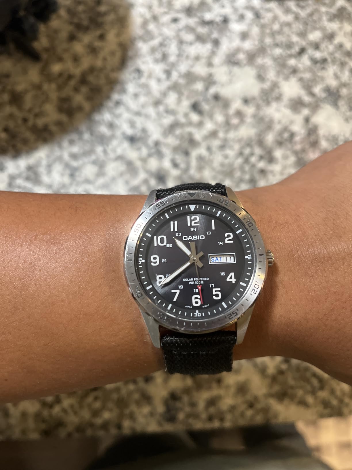 Casio MTPS120L Series | Unisex Analog Watch | 100M WR | Stainless Steel Case | 3 Hand Analog (HR, Min, SEC) | Date Display | Low Battery Alert | Military Styling | Solar Powered customer photo 1