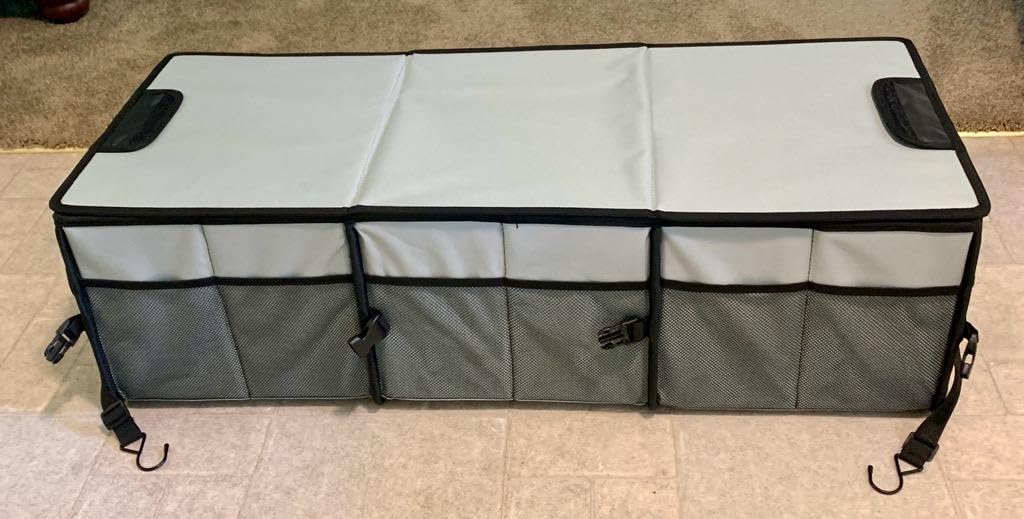 Simniam Large Trunk Organizer for Car, Foldable Multi Compartment Car Trunk Organizer with 2 Retractable Straps, Suitable for All Kinds of Cars, SUV, Minivan - 4 Compartments Red customer photo 1
