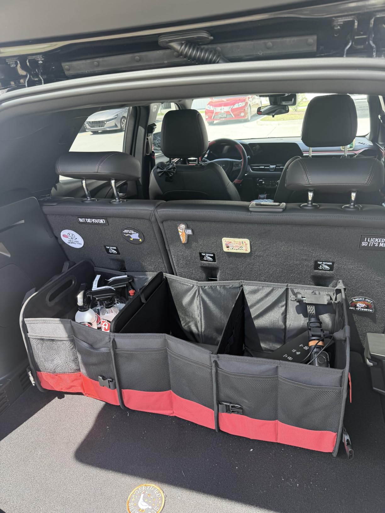 Simniam Large Trunk Organizer for Car, Foldable Multi Compartment Car Trunk Organizer with 2 Retractable Straps, Suitable for All Kinds of Cars, SUV, Minivan - 4 Compartments Red customer photo 2