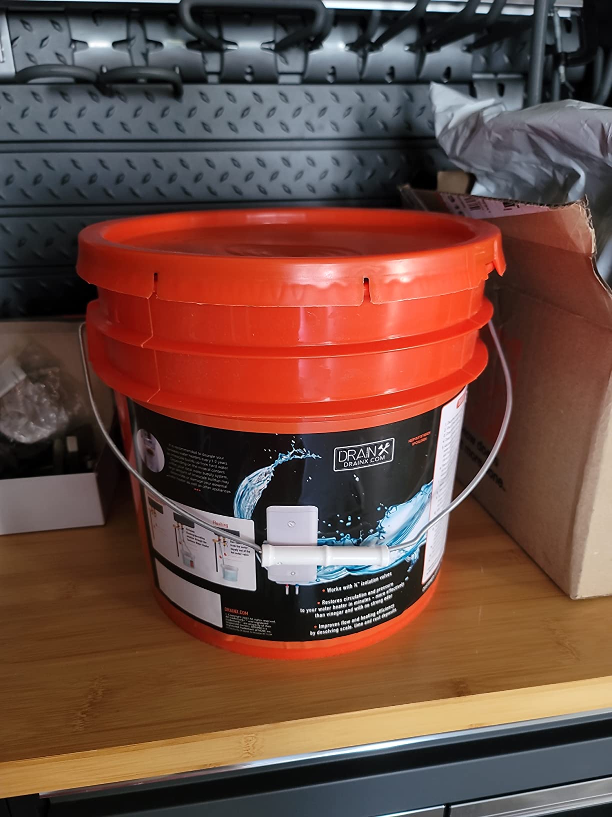 DrainX Tankless Water Heater Descaling Flush Kit - 3.5 Gallon Bucket, Heavy Duty 1/6 HP Pump, Steel Hoses, Maintenance Card, Instructions - Just add Vinegar or Descaler! customer photo 1