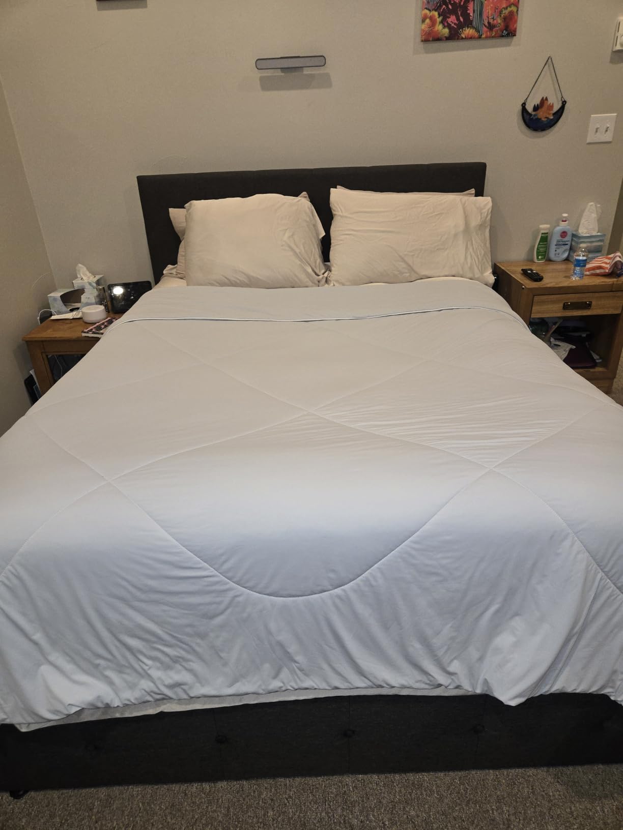 Allewie Queen Size Storage Bed Frame with 4 Underbed Drawers, Upholstered Platform Bed with Adjustable Headboard, Square Button Tufted, Easy Assembly, Noise-Free, No Box Spring Needed, Dark Grey customer photo 2