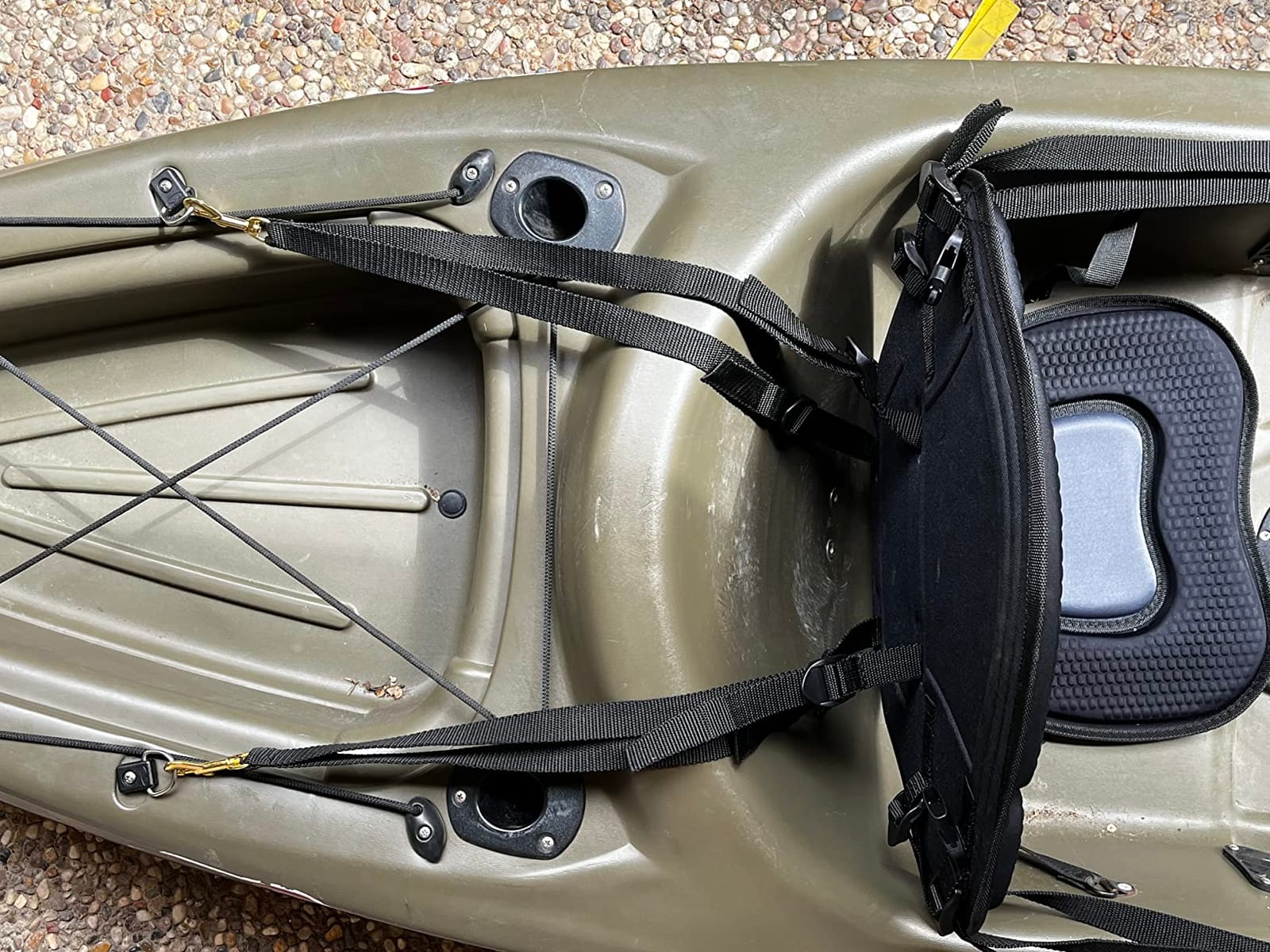 Kayak Seat Deluxe Padded Fishing Boat Seat Deluxe Sit-On-Top Canoe Seat Cushioned - Comfortable Backrest Support Universal Sit with Adjustable Back Strap Detachable Storage Bag customer photo 2