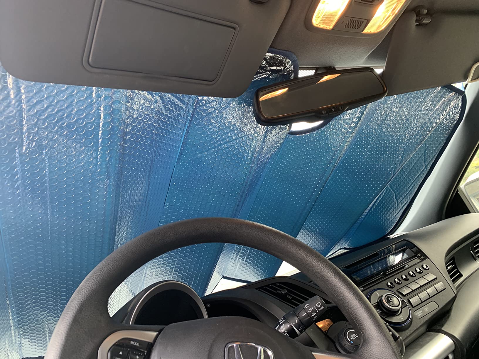 BDK Iridescent Matte Black Front Windshield Sunshade Accordion Folding Style Auto Shade for Car Truck SUV Van Blocks UV Rays Sun Visor Protector Easy Setup Keeps Your Vehicle Cool - 58 x 27 inches customer photo 1