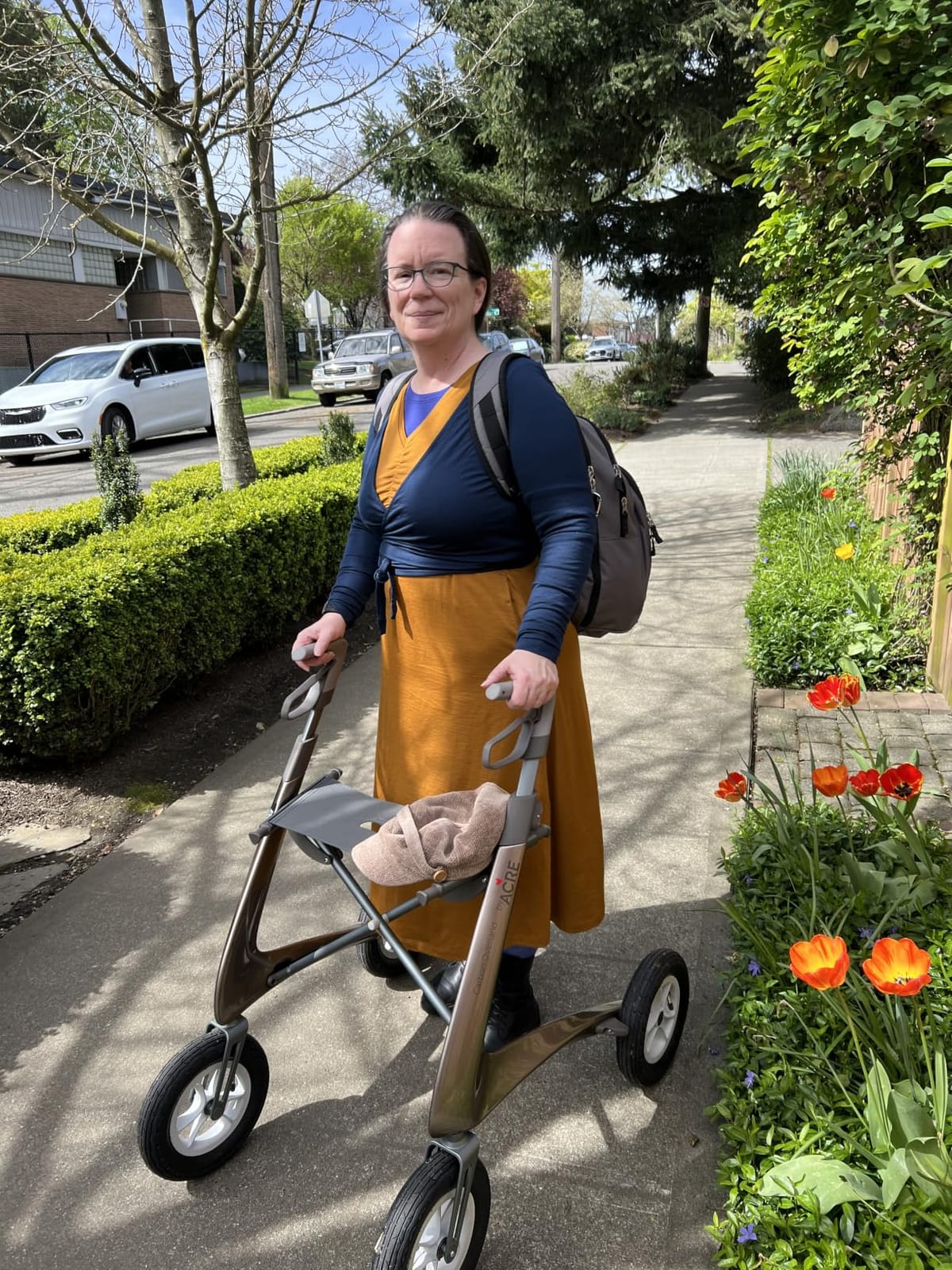 byACRE Carbon Overland/All Terrain Carbon rollator/Big Pneumatic Wheels/Lightweight at only 14.8 lbs/Foldable with seat customer photo 2