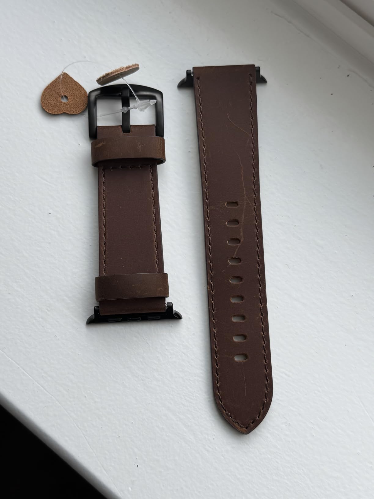 EDIMENS Leather Bands Compatible with Apple Watch 46mm 45mm 44mm 42mm(Series 1 2 3) Band Men Women, Vintage Genuine Leather Wristband Replacement Band Compatible for Apple Watch iwatch Series 10 9 8 7 6 5 4 SE customer photo 2