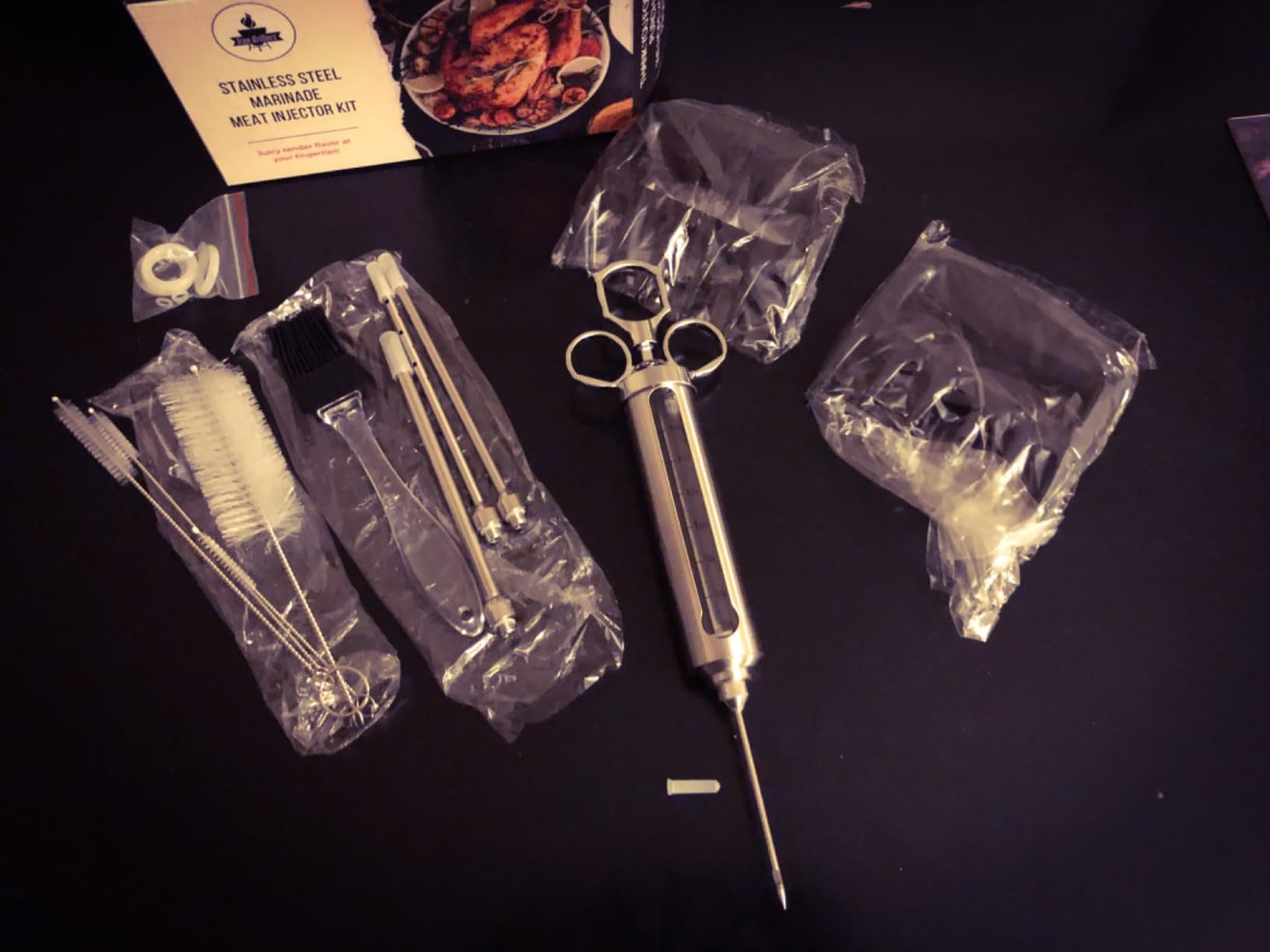 Professional Meat Injector Marinade Syringe Kit for Smoking & Grilling Turkey, Brisket & BBQ - Large 2 Oz Visible Stainless Steel Capacity - Never Leaks or Clogs + Safe Grill Cleaner & Flavor Brush customer photo 1