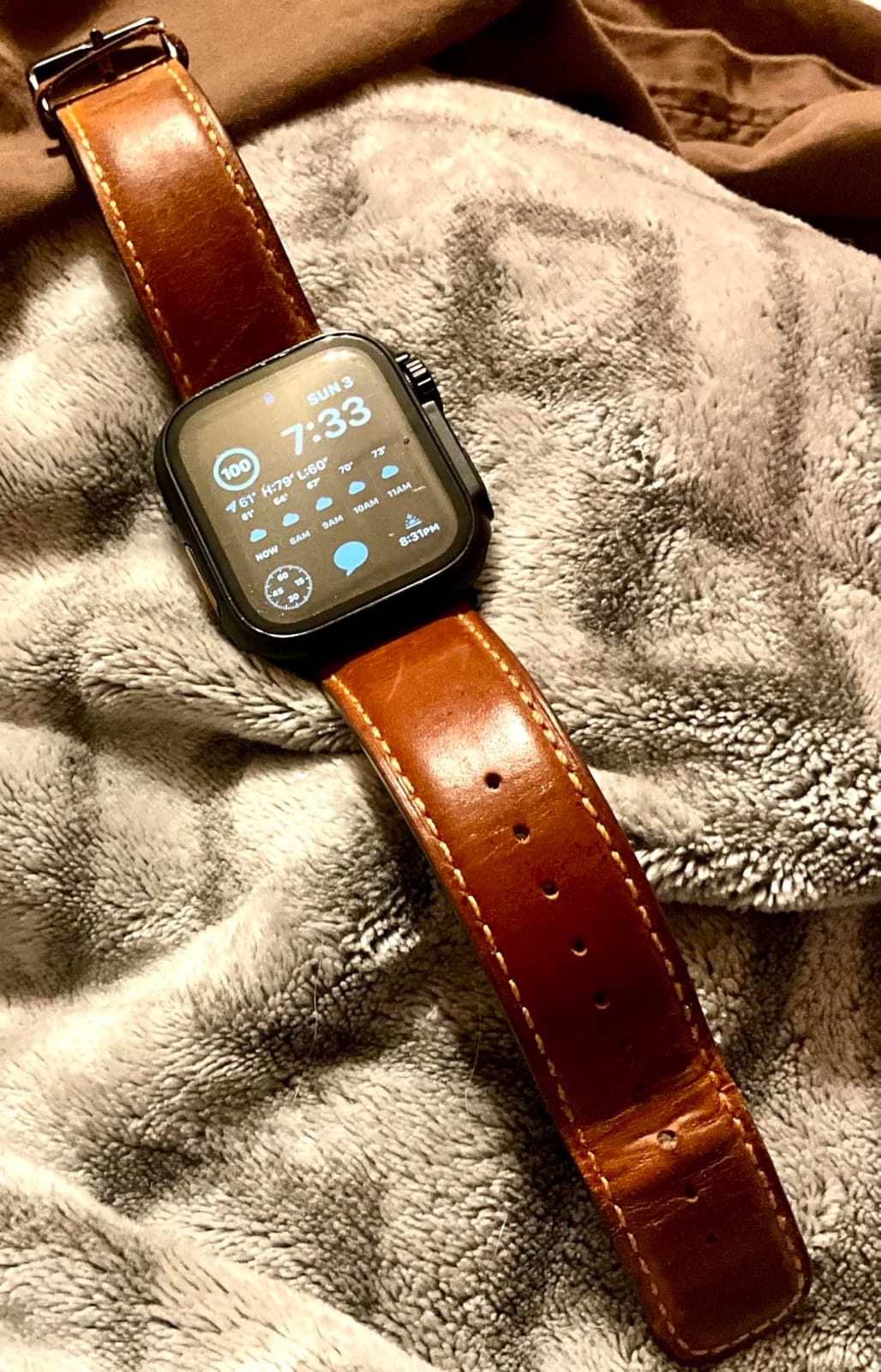 Tasikar Leather Bands Compatible with Apple Watch 49mm 46mm 45mm 44mm 42mm customer photo 2
