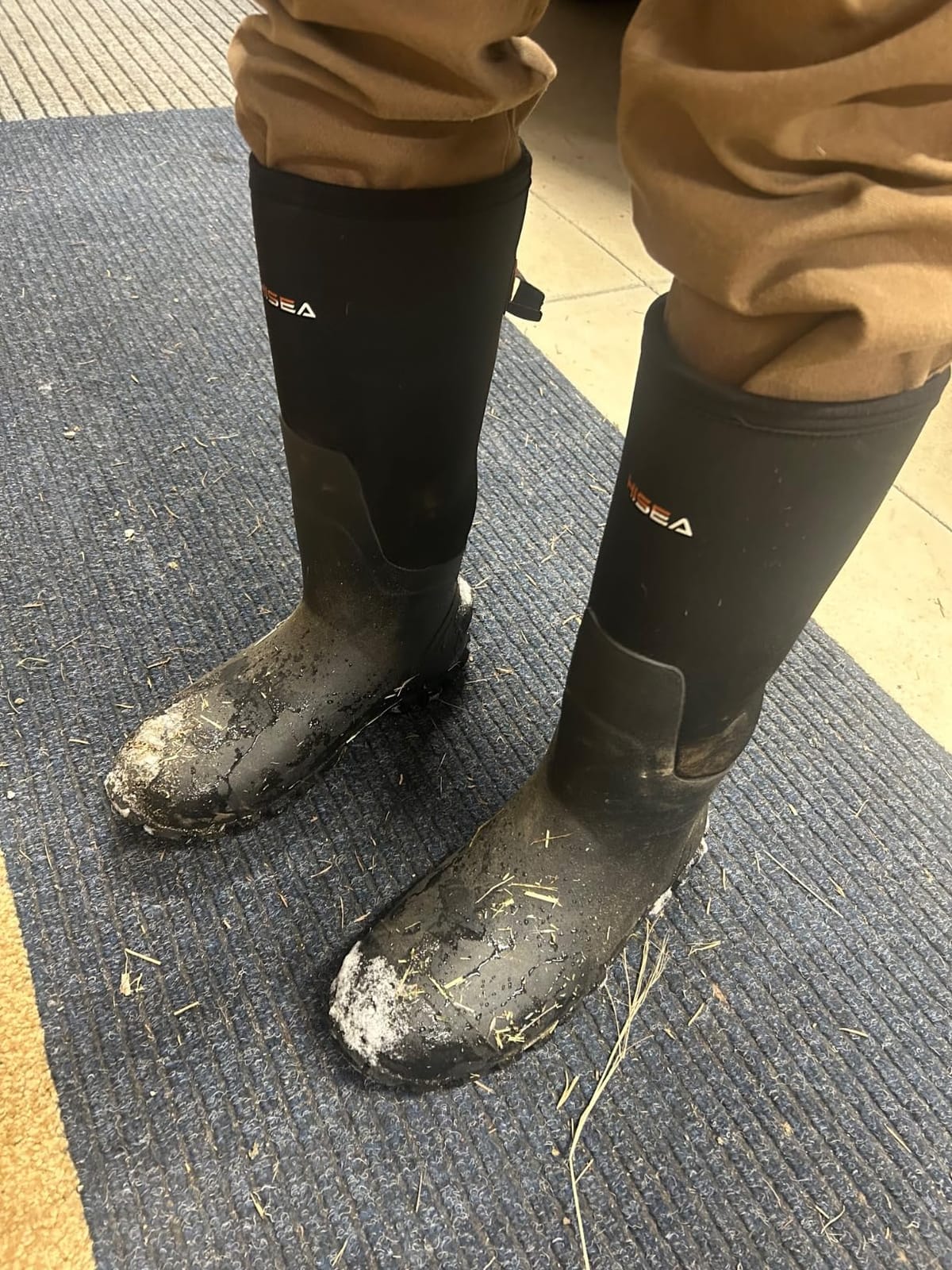HISEA Men's Rain Boots with Steel Shank Rubber Work Boots Adjustable Calf customer photo 2