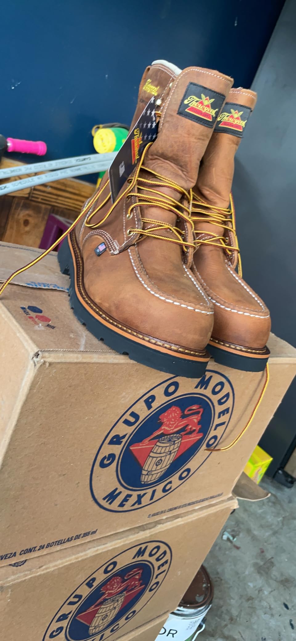 Thorogood 1957 Series 8” Waterproof Steel Toe Work Boots for Men - Full-Grain Leather with Moc Toe, Slip-Resistant Heel Outsole, and Comfort Insole; EH Rated customer photo 1