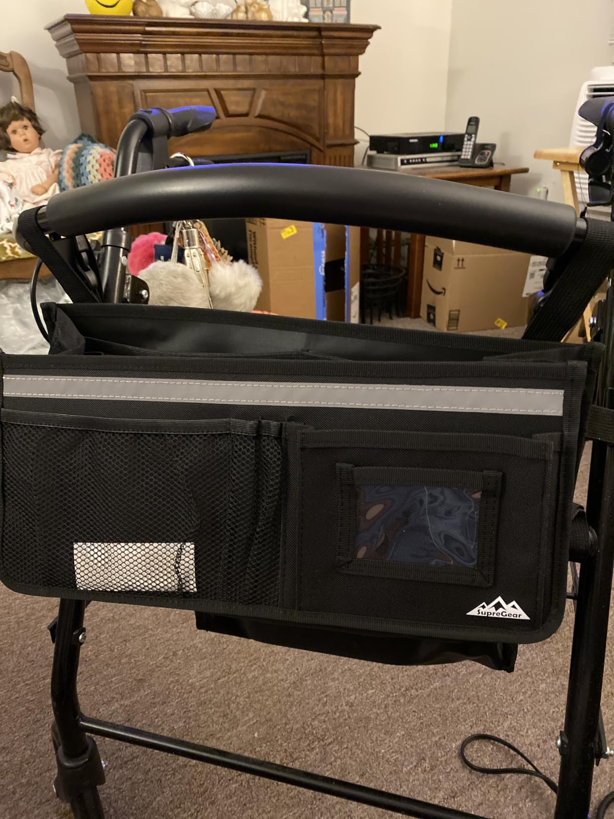 Rollator Basket, supregear Rollator Walker Bag w/Cup Holder, Foldable Rolling Walker Waterproof Storage Pouch with Big Capacity & Never Tipping Over, Easy to Use Rollator Accessories for Seniors customer photo 2