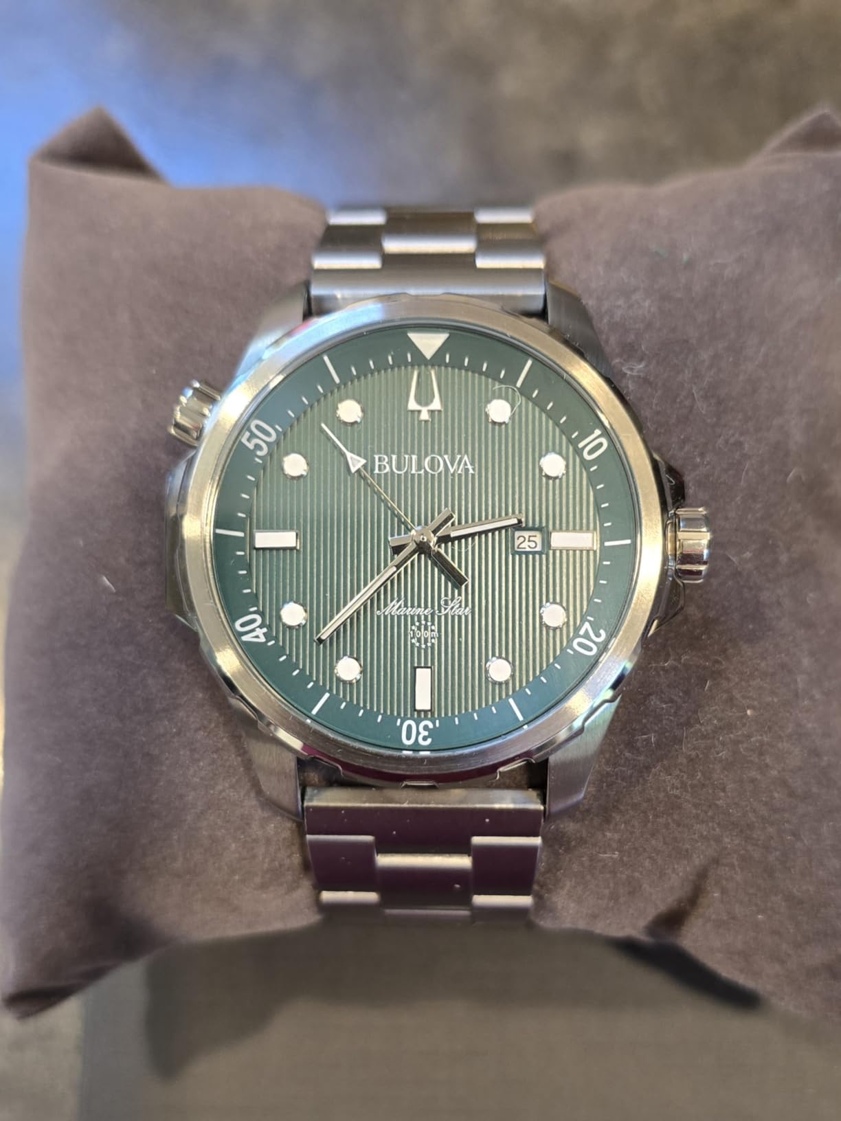 Bulova Men's Marine Star Quartz Silver Stainless Steel Watch, Leather and Silicone Strap, 100M Water Resistant, 43mm customer photo 1