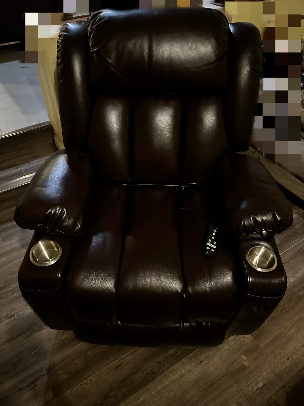 Large Power Lift Recliner, PU Leather Chair with Massage & Heat, Cup Holders, USB‑C Ports, Remote Control for Elderly (Brown) customer photo 1