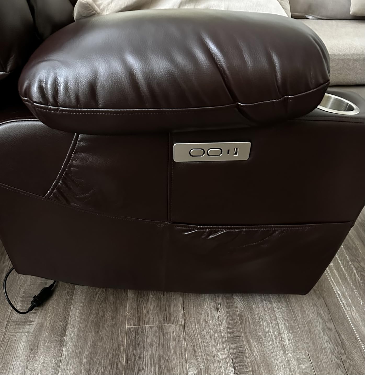 Large Power Lift Recliner, PU Leather Chair with Massage & Heat, Cup Holders, USB‑C Ports, Remote Control for Elderly (Brown) customer photo 2