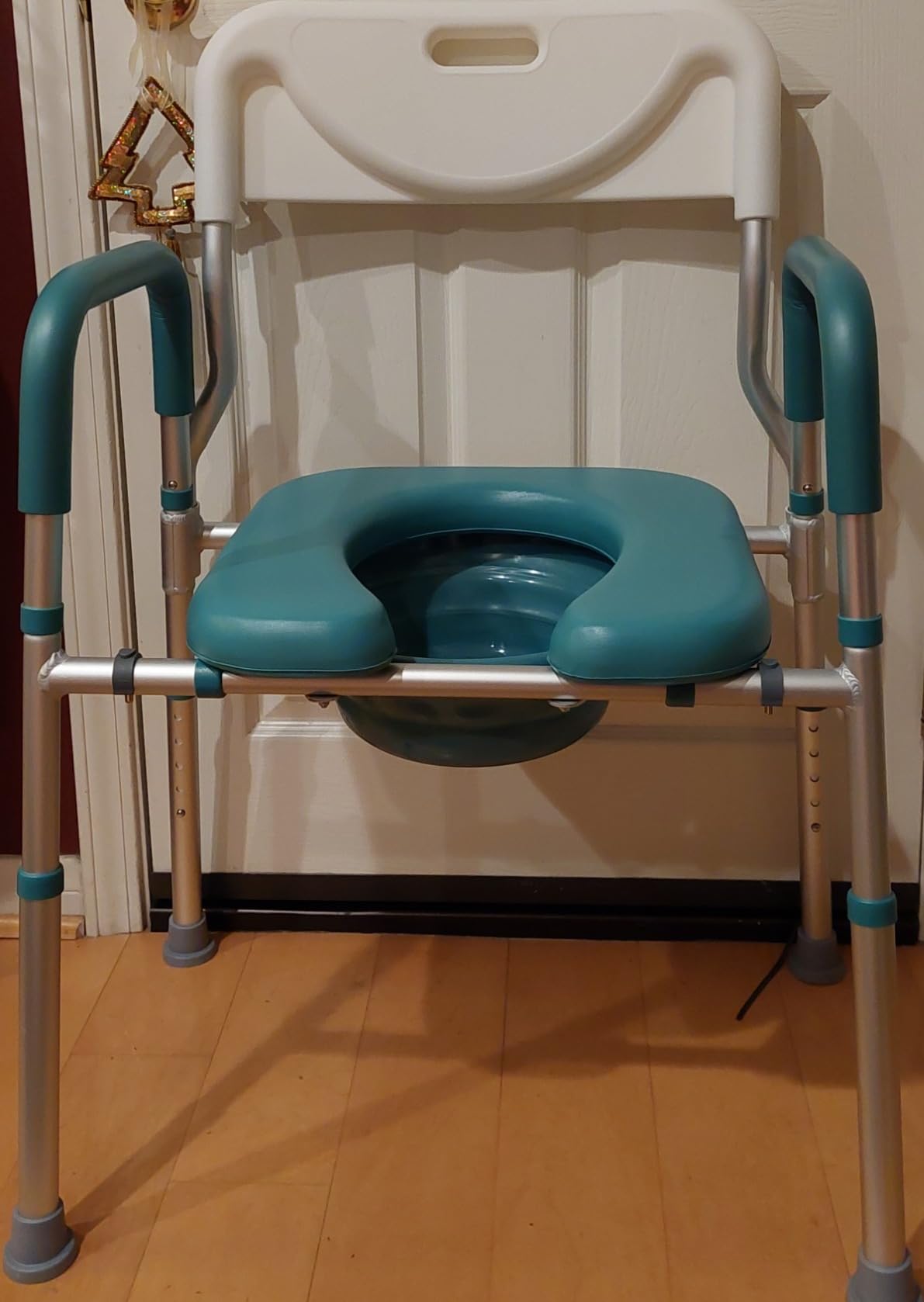 PELEGON Raised Toilet Seat with Handles (400lb) - Adjustable Height & Width Toilet Chair with Arms, Toilet Riser with Handles, Toilet Chair Over Toilet, Handicap Toilet Seat for Elderly (Grey) customer photo 1