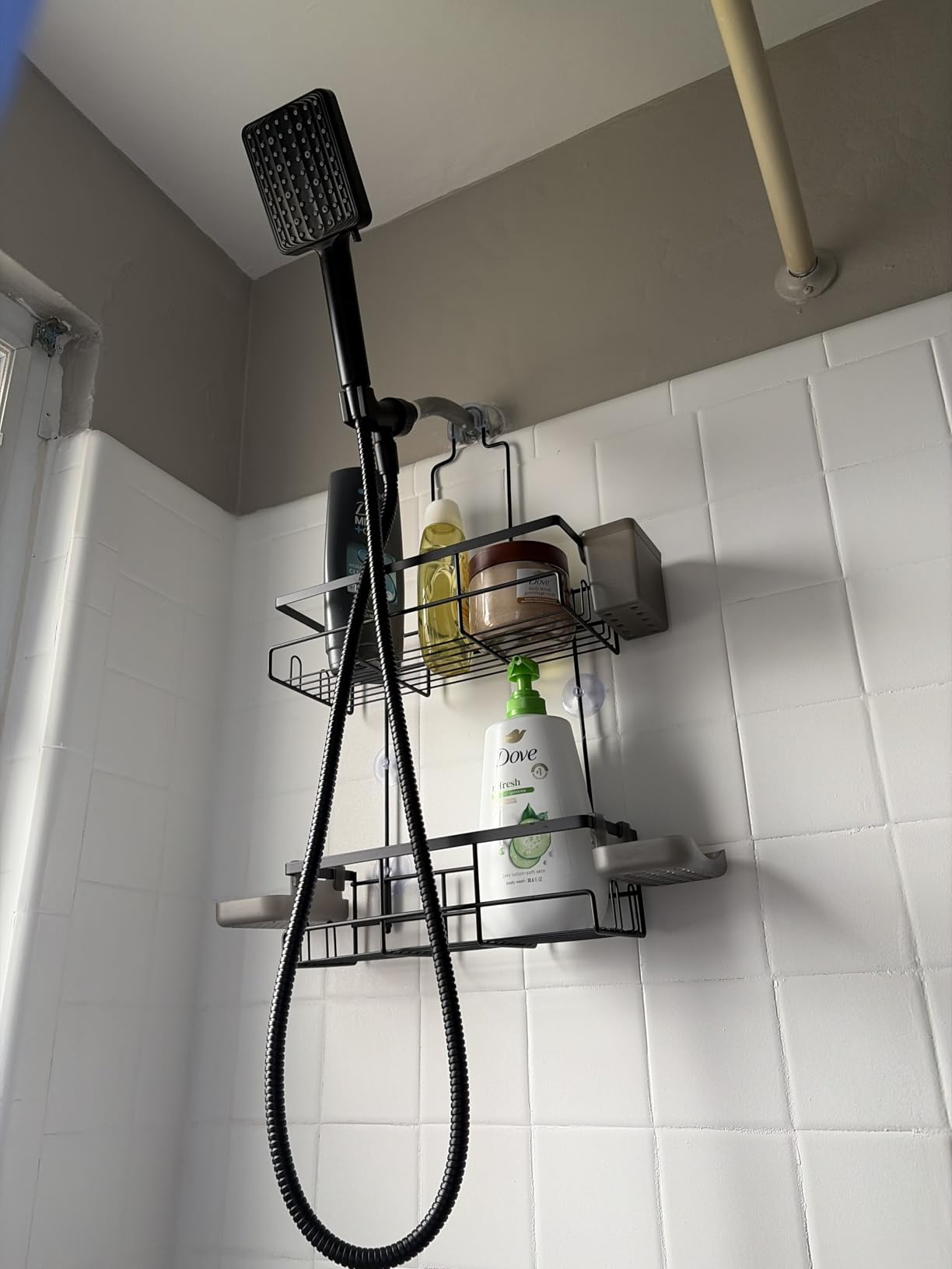 MakeFit Filtered Shower Head Black - 6 Modes High Pressure Handheld Shower Head with Filter Mineral Beads, Detachable Handheld Showerhead Set with Stainless Steel Hose and Shower Arm Bracket customer photo 1