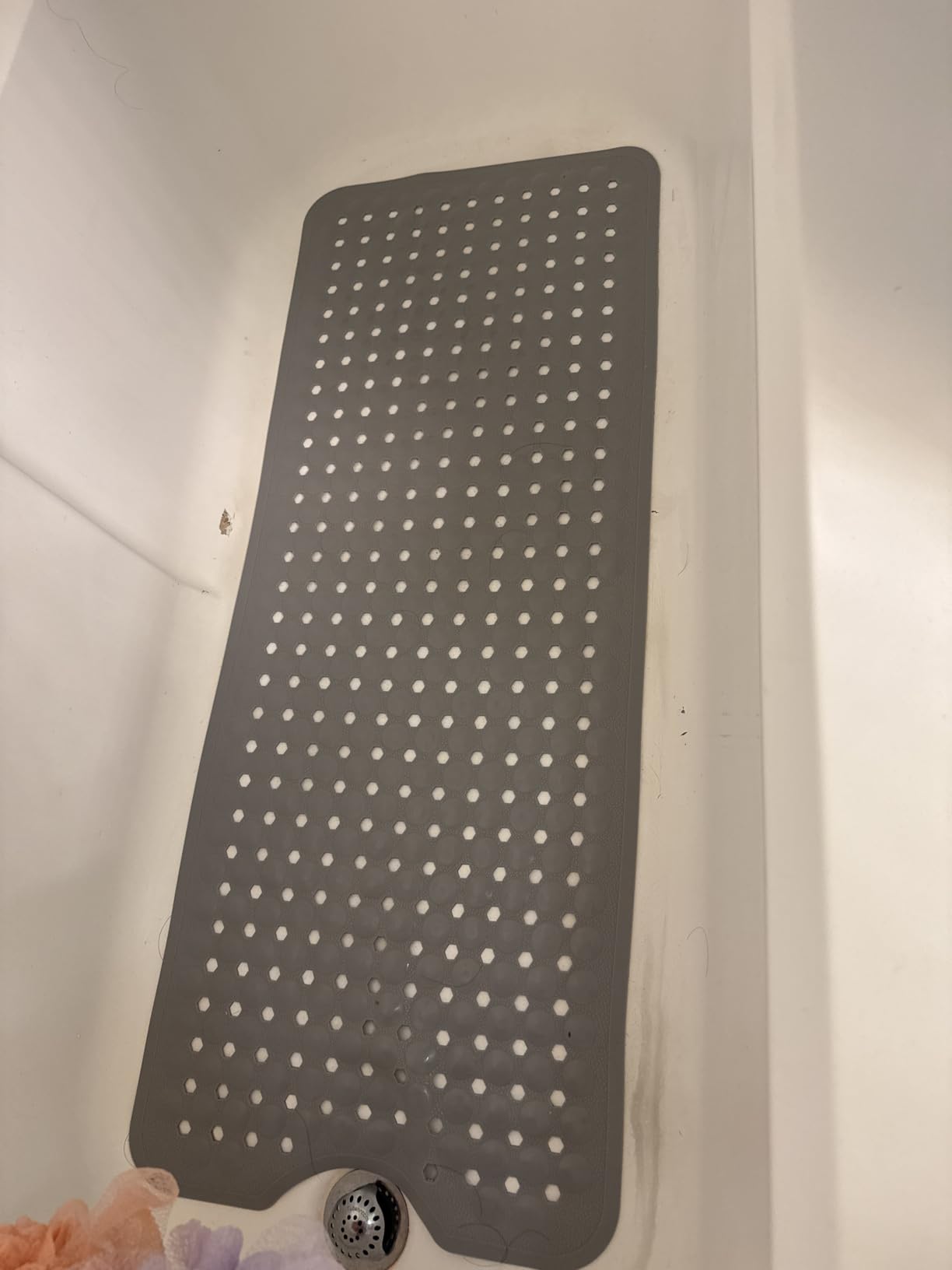 TEESHLY Bath Tub and Shower Mats, Non Slip 40 x 16 Inch Extra Large Bathtub Mat, Machine Washable Bathmat with Drain Holes, Suction Cups for Bathroom Floor, Gray customer photo 1
