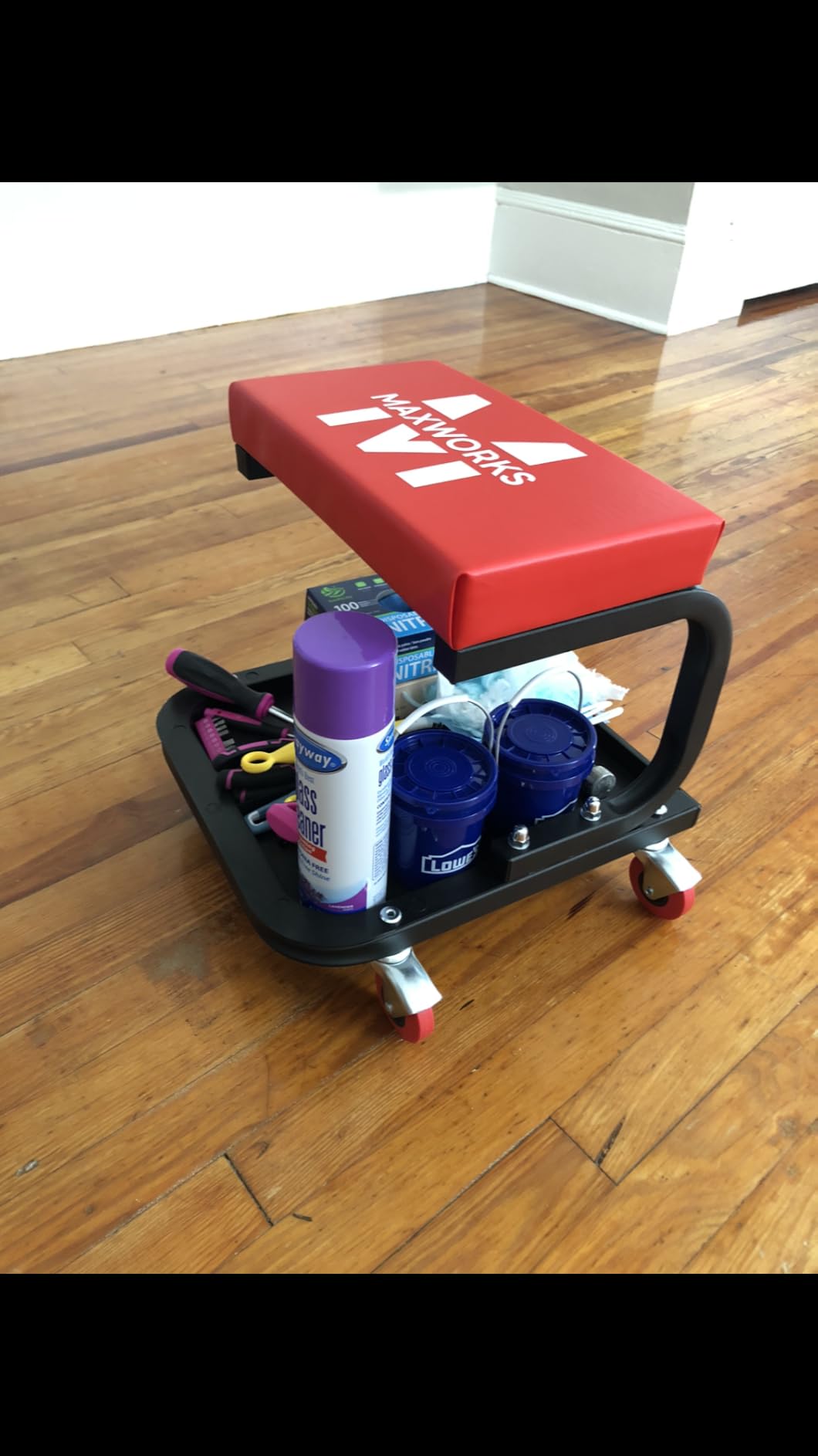 MaxWorks Mechanics Roller Seat - Heavy Duty 250 lb Capacity Rolling Creeper Stool with Padded Seat & 3-Section Tool Tray for Garage & Auto Repair (50875) customer photo 2