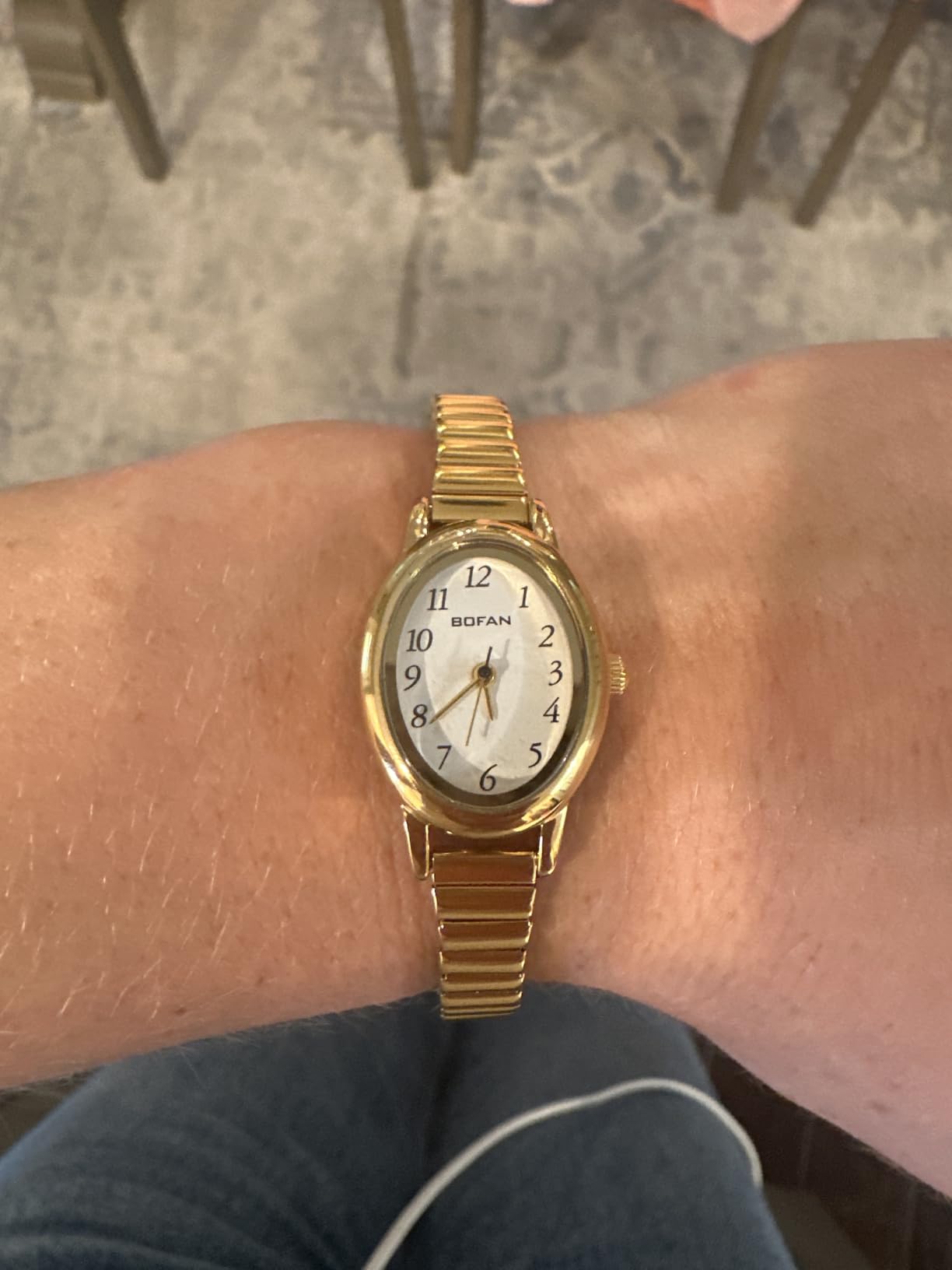 BOFAN Small Gold Watches for Women Easy Read Ladies Quartz Wrist Watch with Stainless Steel Expansion Band,Waterproof. customer photo 1