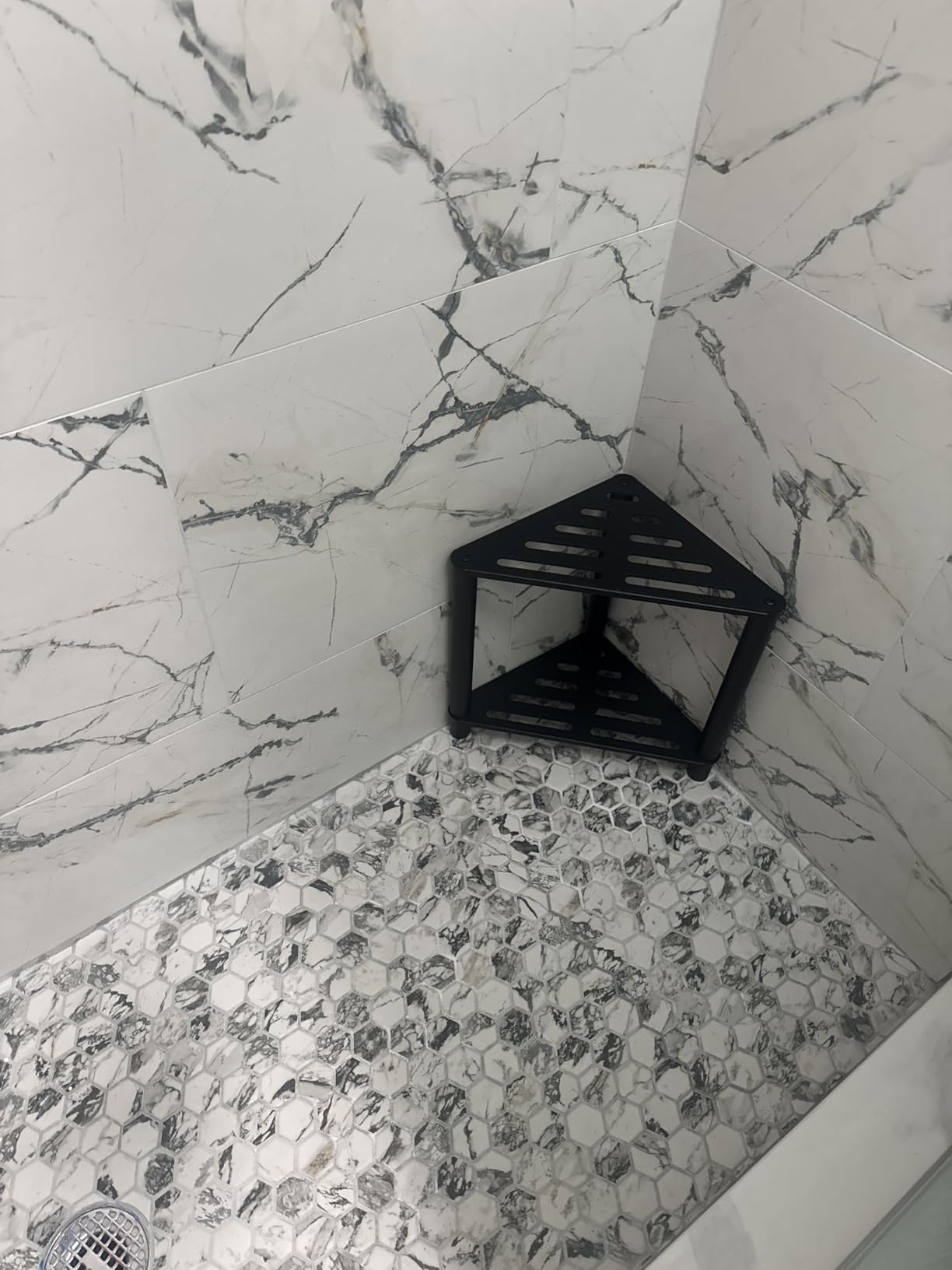 VOTZAAQ Shower Foot Rest, Shower Stool for Inside Shower, Stainless Steel Waterproof Shower Stool for Shaving Legs - Corner Bathroom Bench Seat with Storage Shelf for Small Shower Spaces customer photo 1