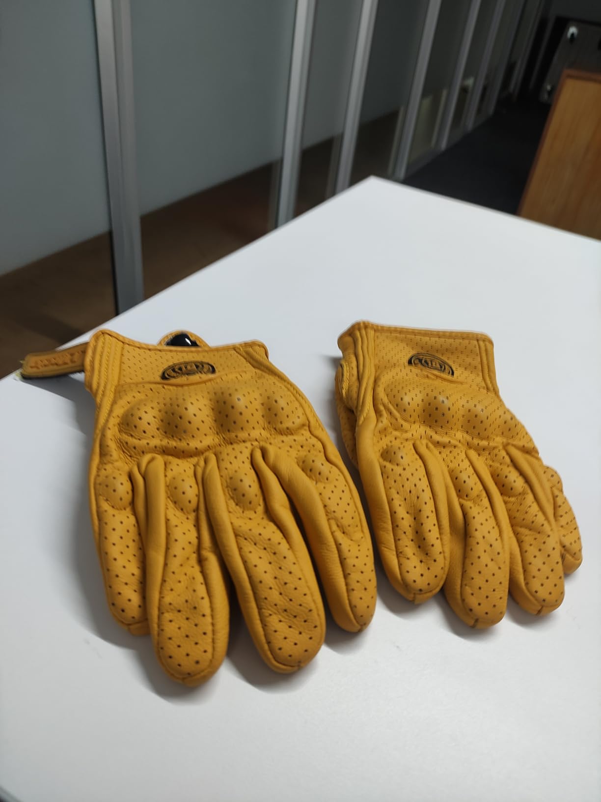 Classic Goat Leather Motorcycle Gloves, Touchscreen Breathable Summer Riding Gear for Men and Women customer photo 2