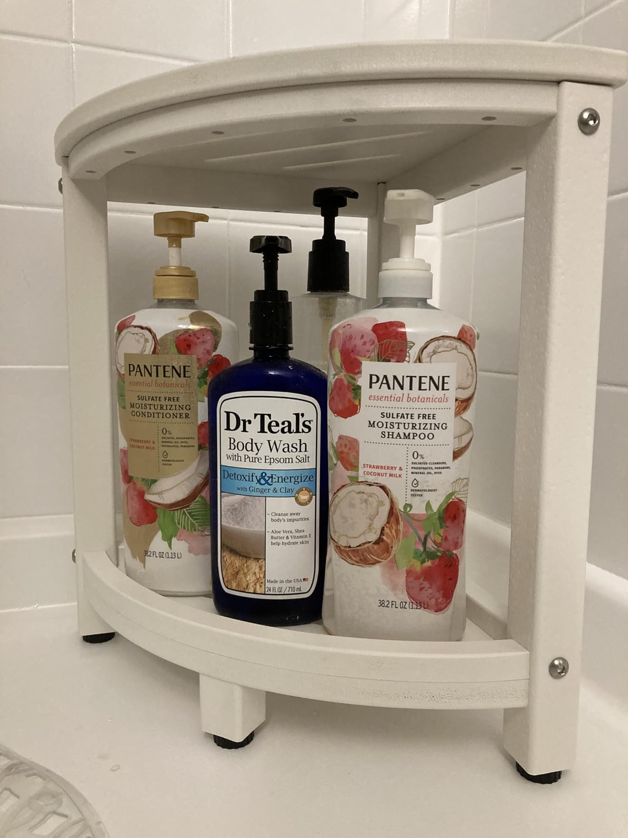 Shower Stool for Inside Shower Corner Shower Bench with Storage Shelf Grey customer photo 1