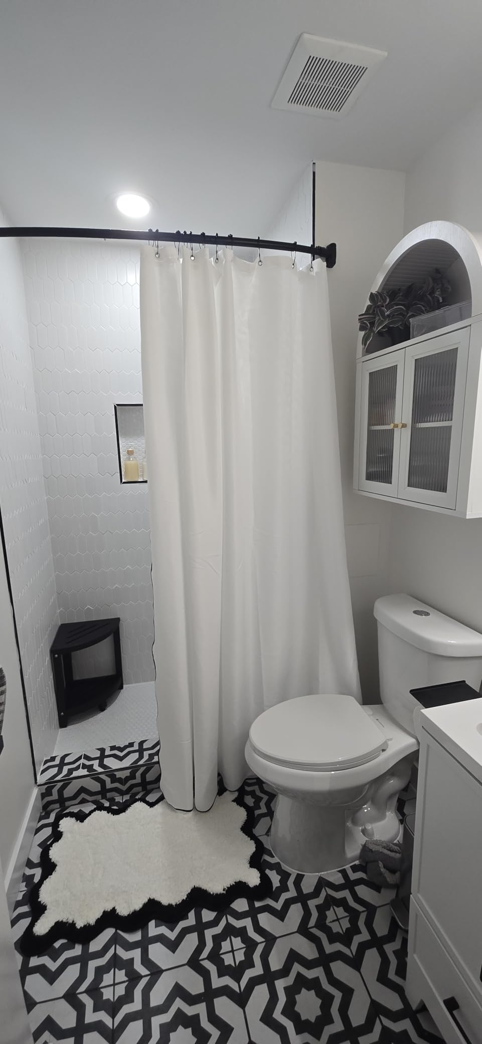 Shower Stool for Inside Shower Corner Shower Bench with Storage Shelf Grey customer photo 2