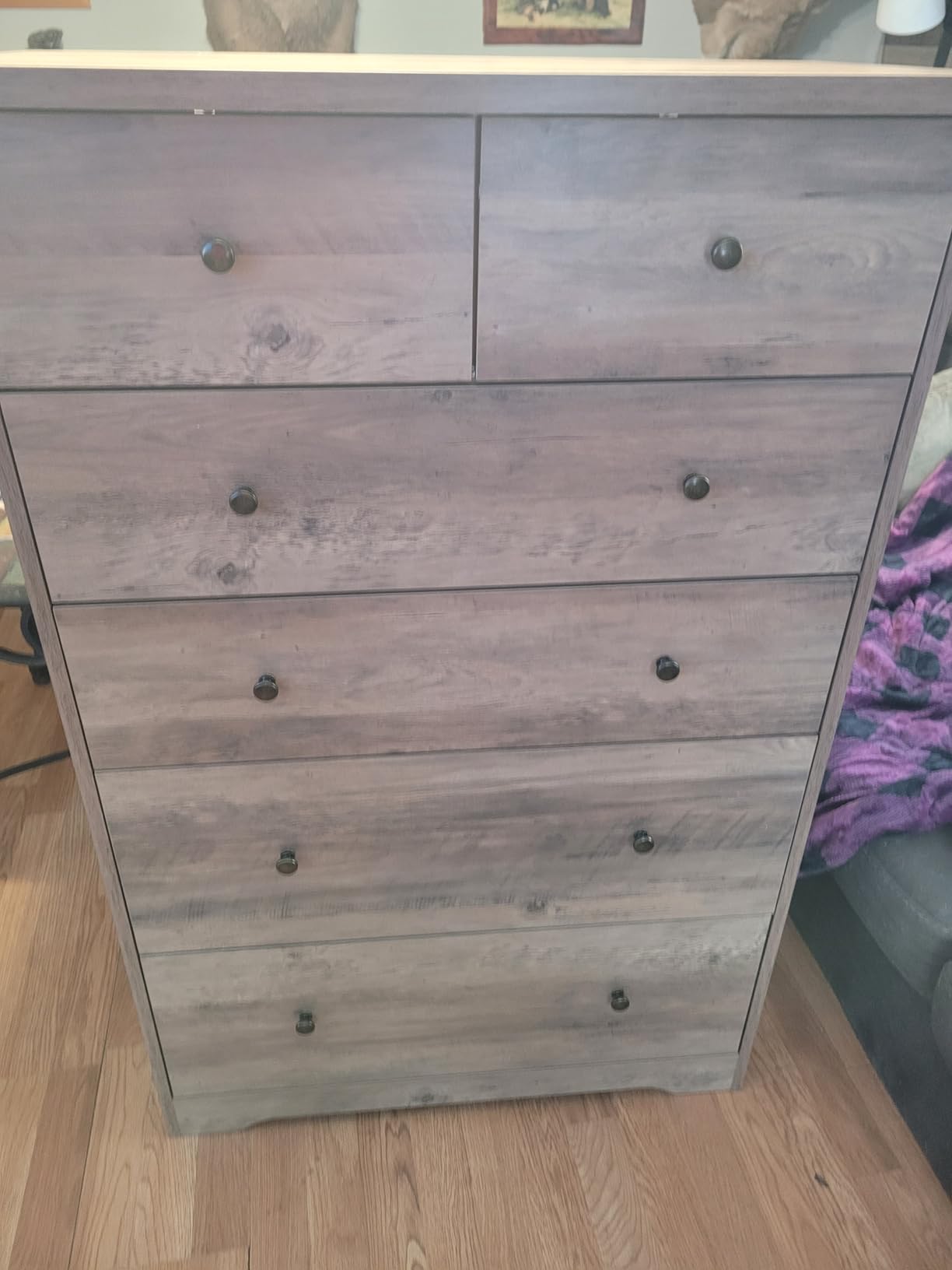 VINGLI Tall Dresser, Rustic Grey Dresser 6 Drawer Chest of Drawers, Wood Gray Dressers for Bedroom, Hallway, Home Office, 31.5