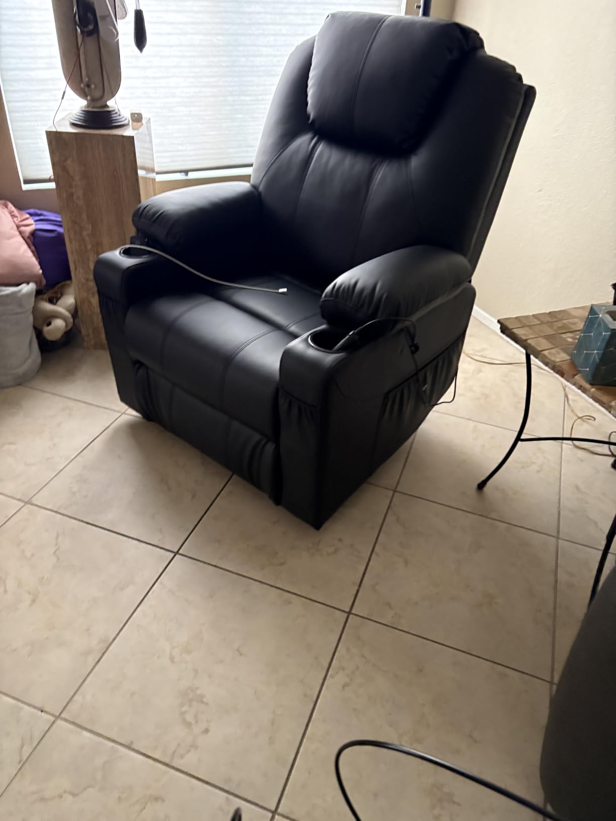 MCombo Oversized Power Lift Recliner Chair for Elderly, Lift Chair with Heat and Massage for Big and Tall, USB&Type C Ports, Cup Holders, Faux Leather R7510 (Grey, Large-Wide) customer photo 2