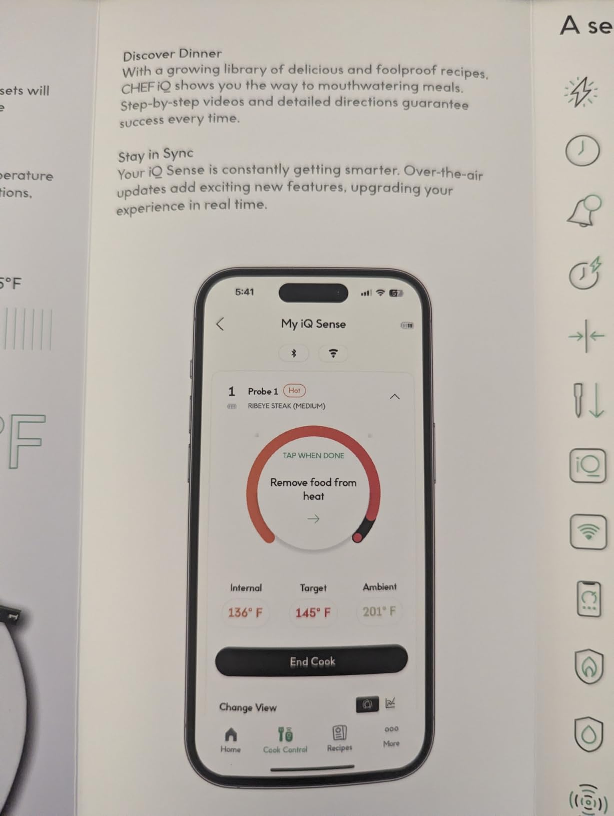 CHEF iQ Sense | Smart Wireless Meat Thermometer | Ultra-Thin Probe | WiFi Unlimited Range | 1000°F Heat Safe | 5 Sensors | BBQ, Grill, Oven, Smoker, Air Fryer | Gen3 customer photo 2