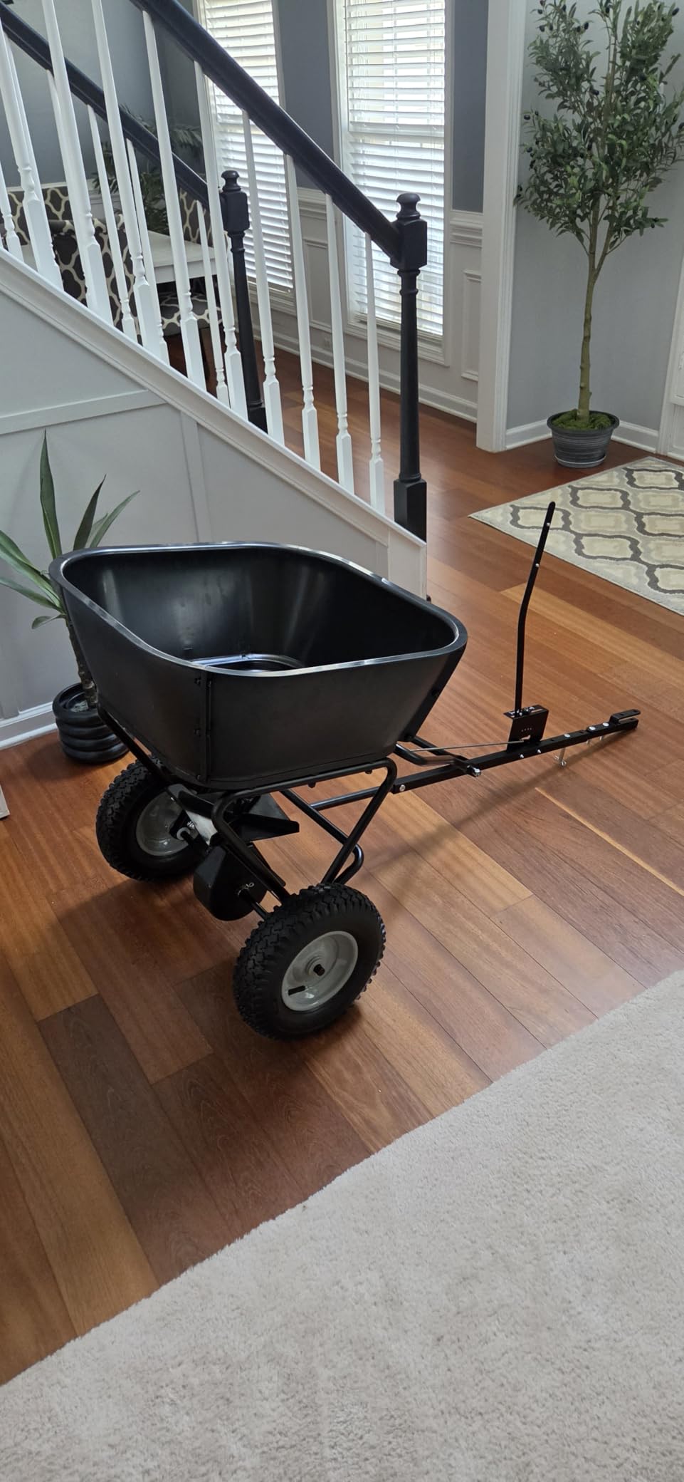 AugFir Tow Behind Broadcast Spreader, 130 LBS Capacity Lawn Fertilizer Spreader for Riding Mower, ATV, UTV & Tractor, 12 FT Spread Width Pull Behind Spreader Seeder for Grass Seed, Salt, Ice Melt customer photo 2